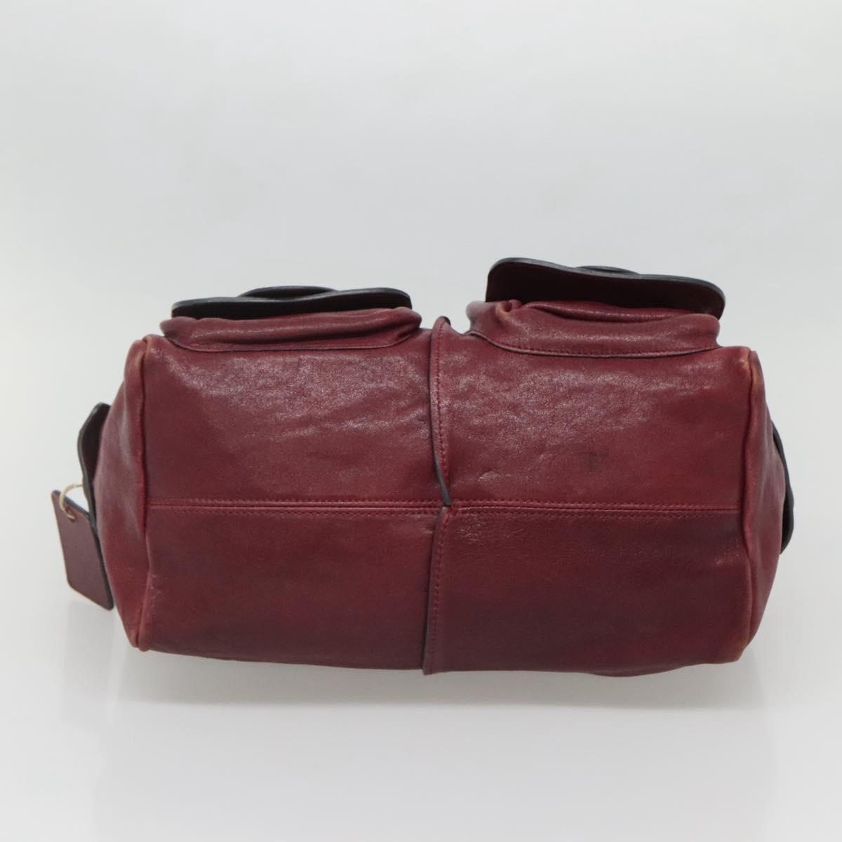 Chloe Saskia Hand Bag Leather Bordeaux Gold Auth BA5217