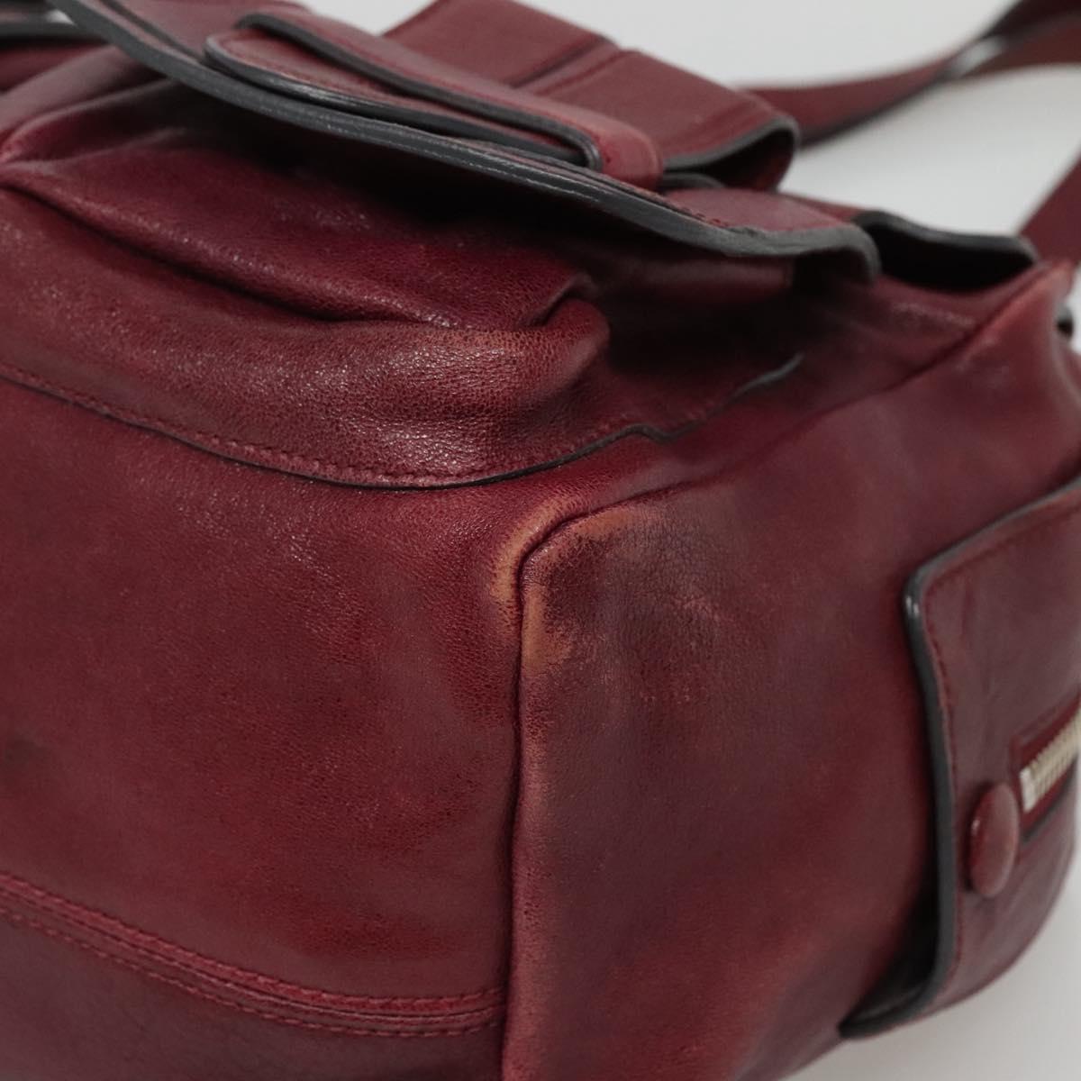 Chloe Saskia Hand Bag Leather Bordeaux Gold Auth BA5217