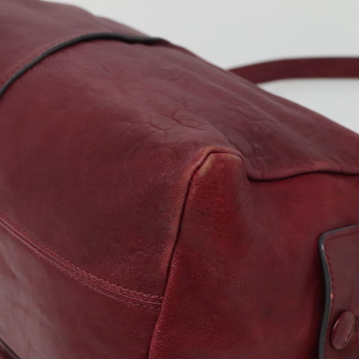Chloe Saskia Hand Bag Leather Bordeaux Gold Auth BA5217