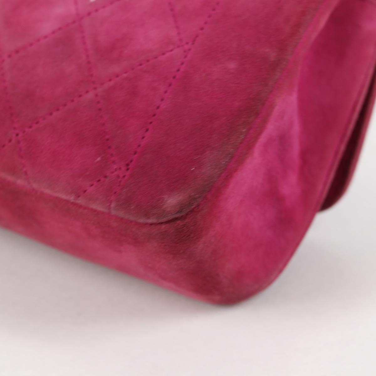 CHANEL Matelasse Chain Shoulder Bag Suede Purple Gold CC Auth BA5229
