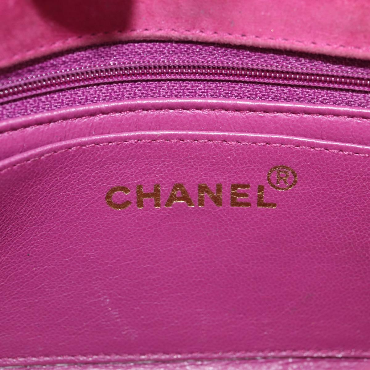 CHANEL Matelasse Chain Shoulder Bag Suede Purple Gold CC Auth BA5229
