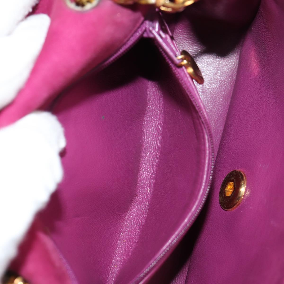 CHANEL Matelasse Chain Shoulder Bag Suede Purple Gold CC Auth BA5229