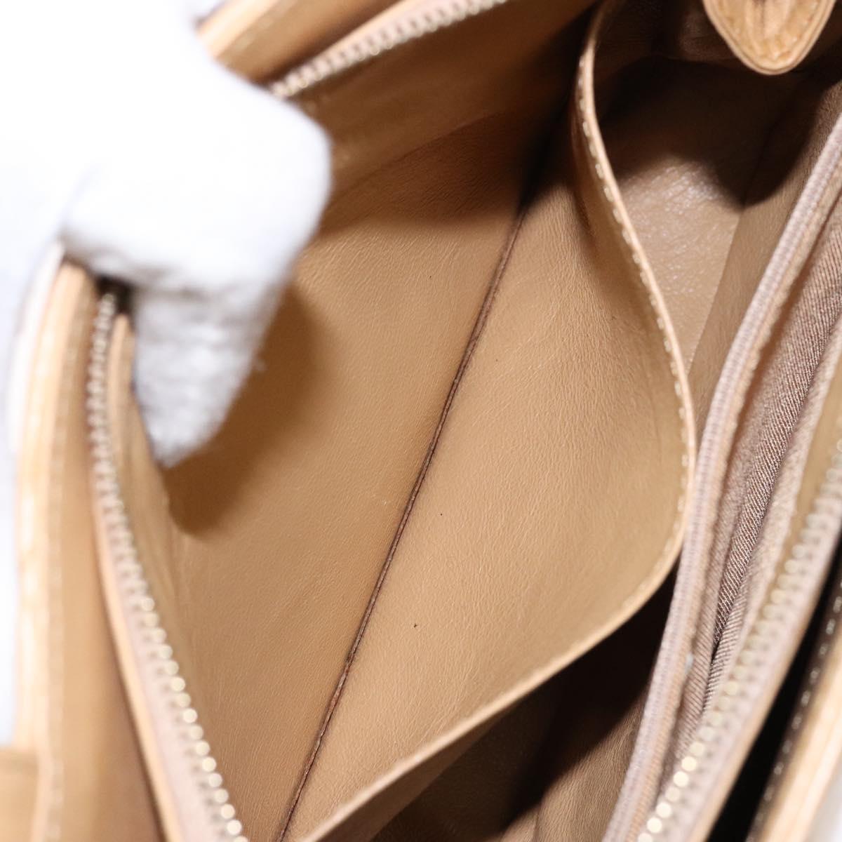 CHANEL Matelasse Hand Bag Lamb Skin Beige Gold CC Auth BA5238