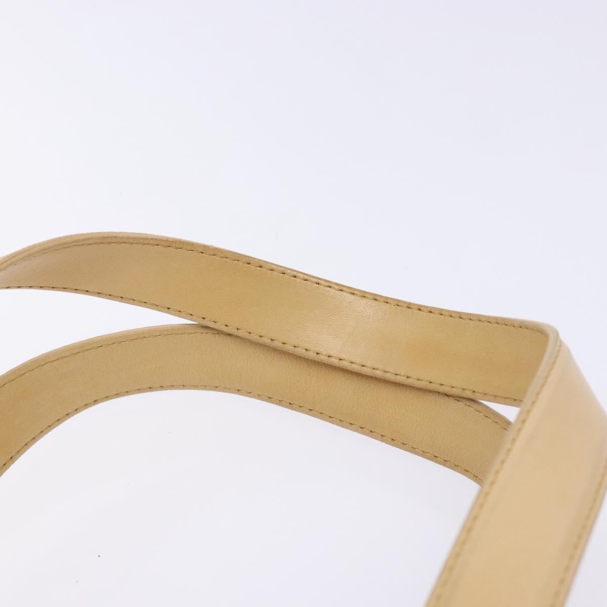 CHANEL Matelasse Hand Bag Lamb Skin Beige Gold CC Auth BA5238
