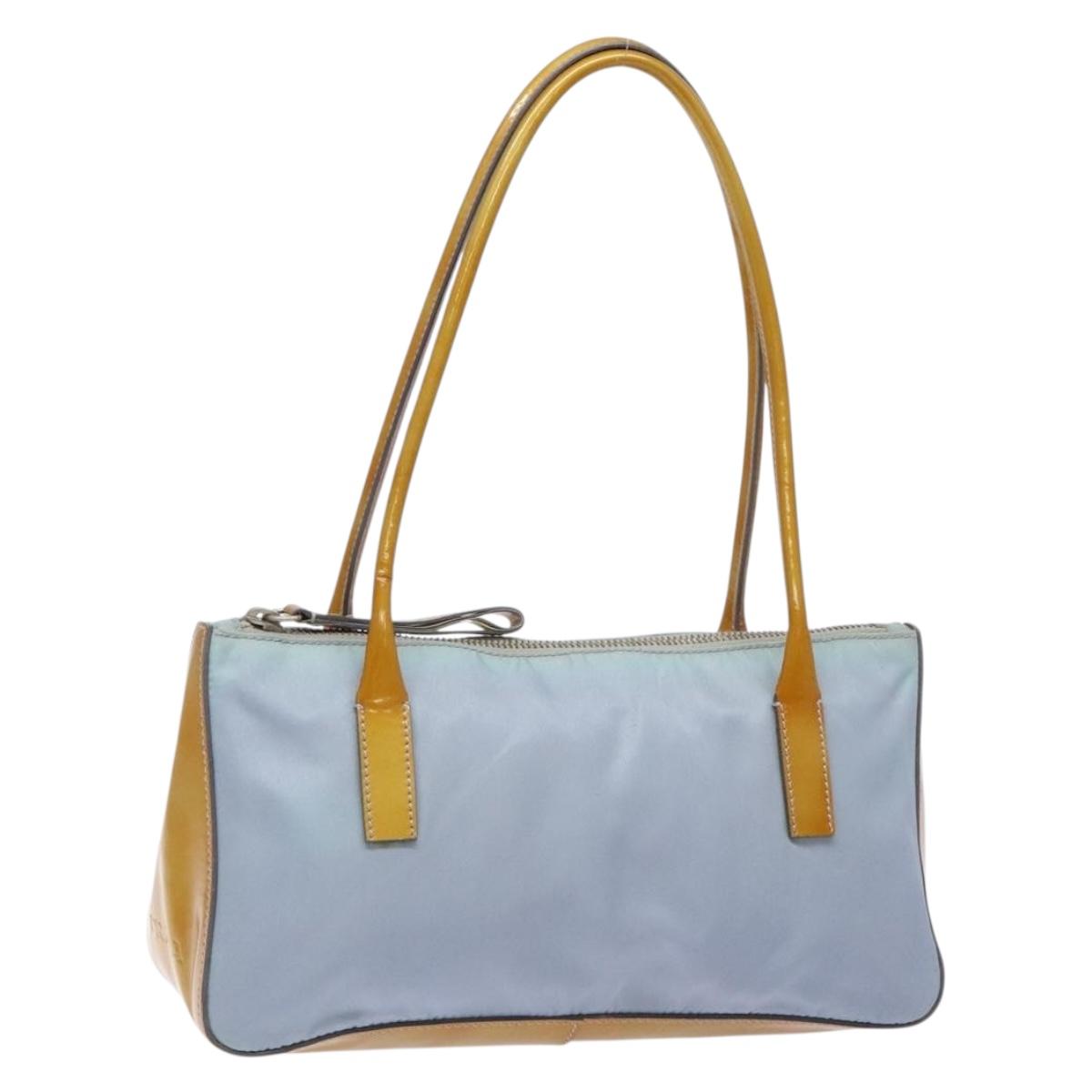 PRADA Shoulder Bag Nylon Light Blue Silver Auth BA5240