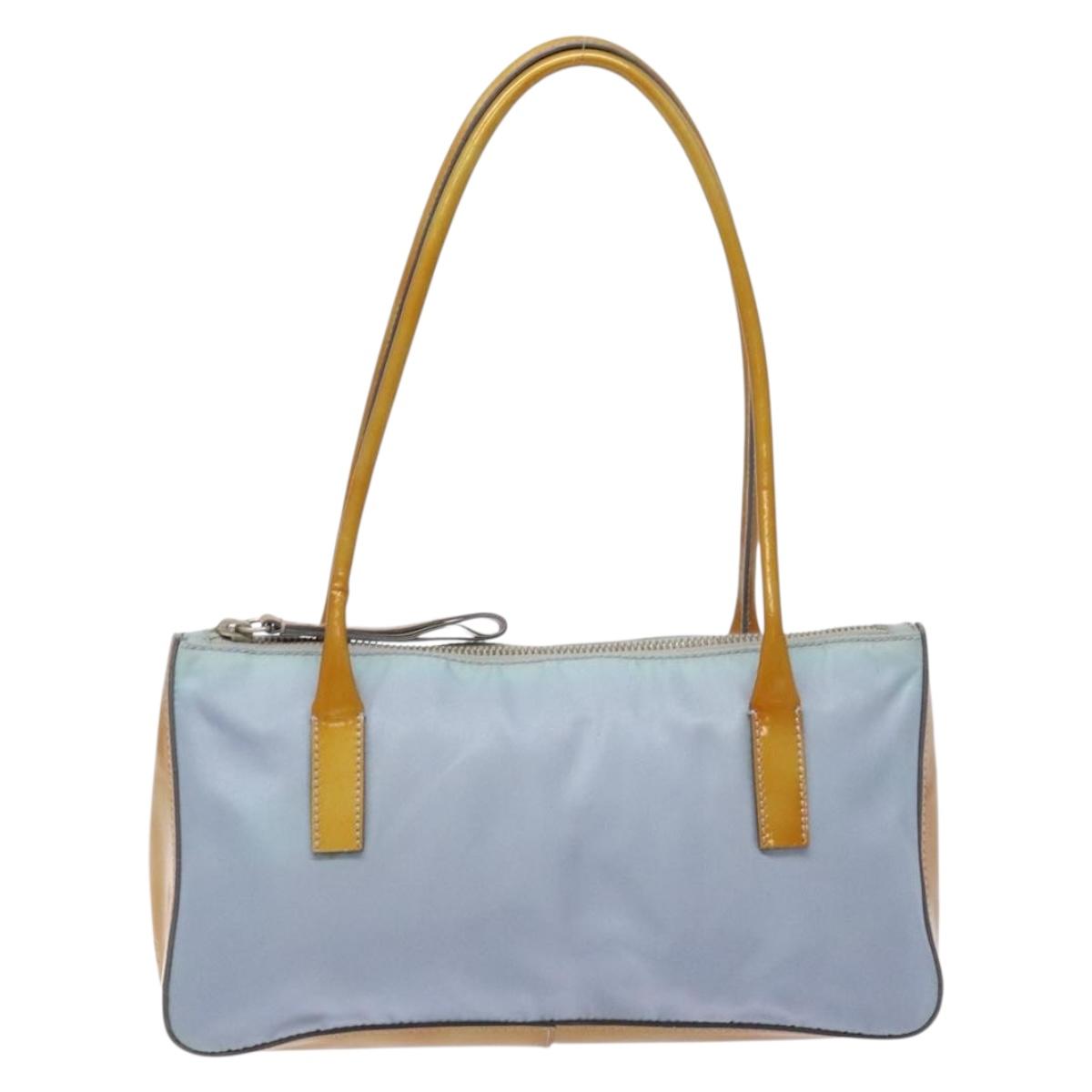 PRADA Shoulder Bag Nylon Light Blue Silver Auth BA5240