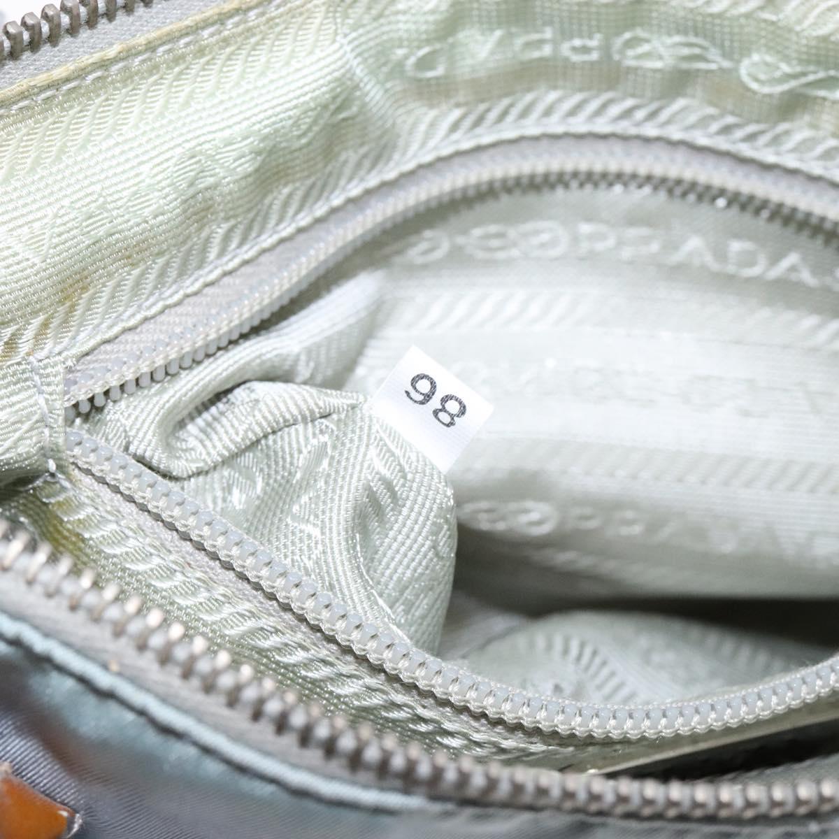 PRADA Shoulder Bag Nylon Light Blue Silver Auth BA5240