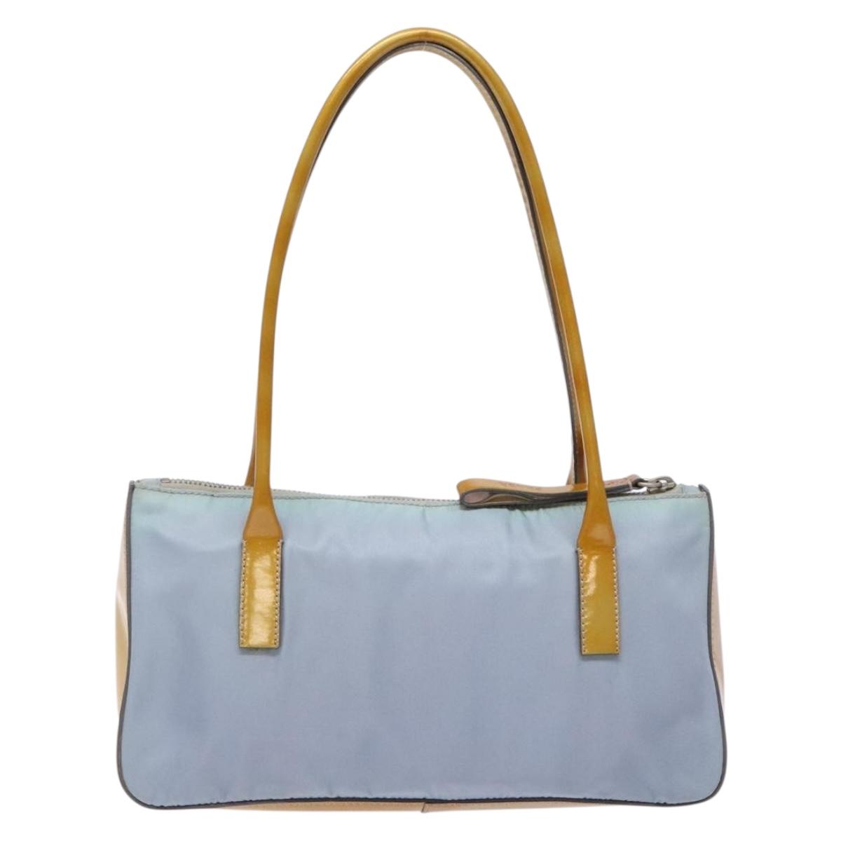 PRADA Shoulder Bag Nylon Light Blue Silver Auth BA5240