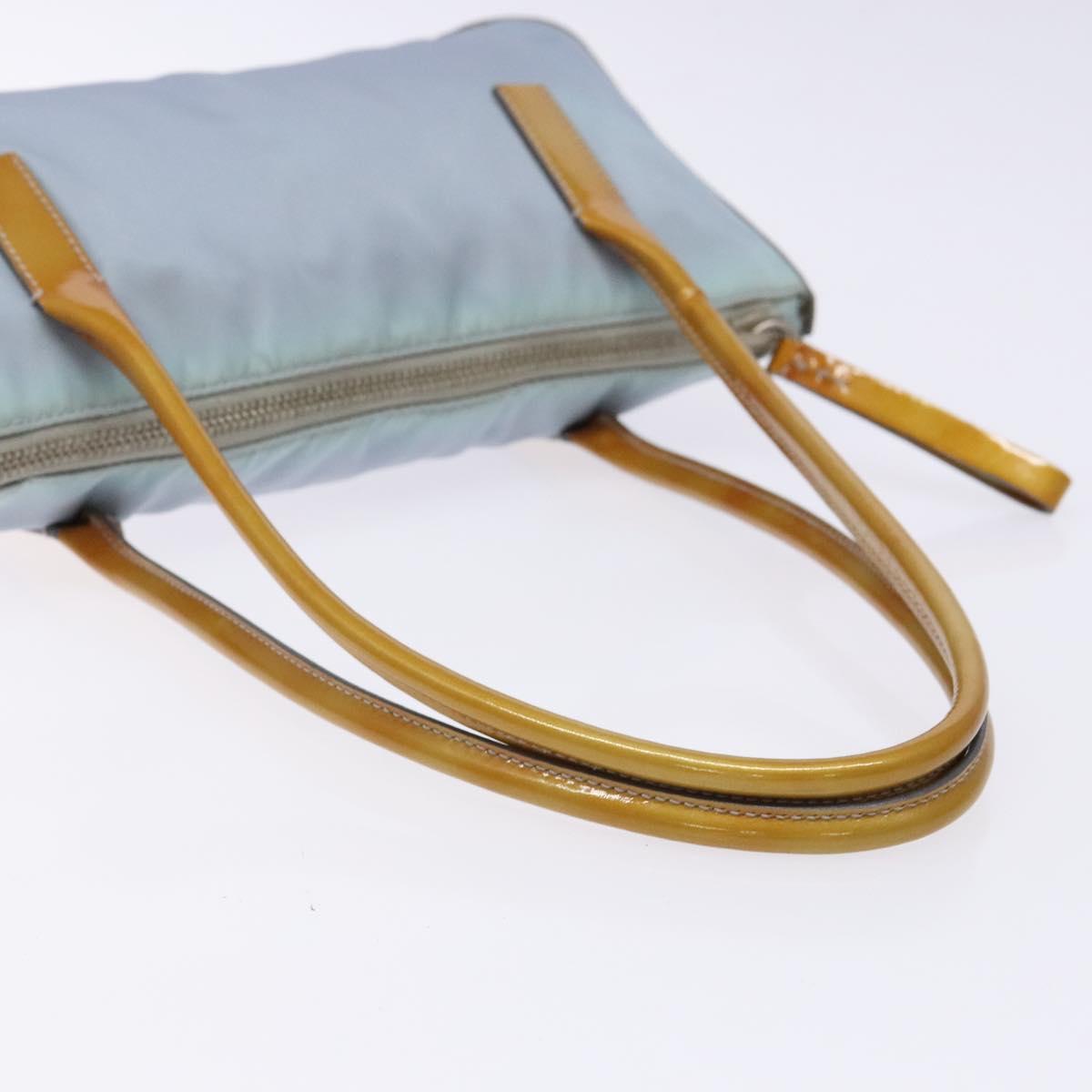 PRADA Shoulder Bag Nylon Light Blue Silver Auth BA5240