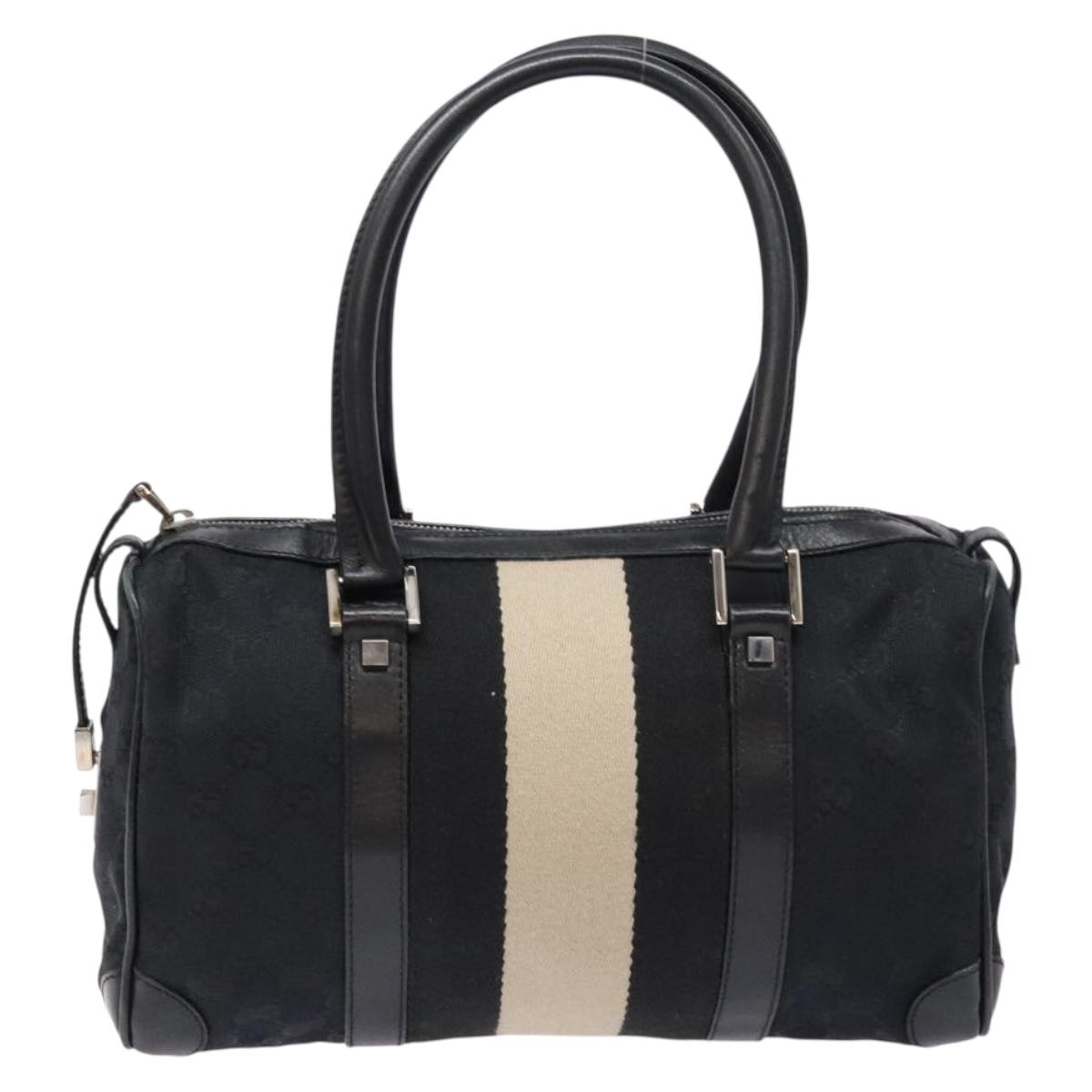 GUCCI GG Canvas Hand Bag Black Silver 000 0851 Auth BA5241