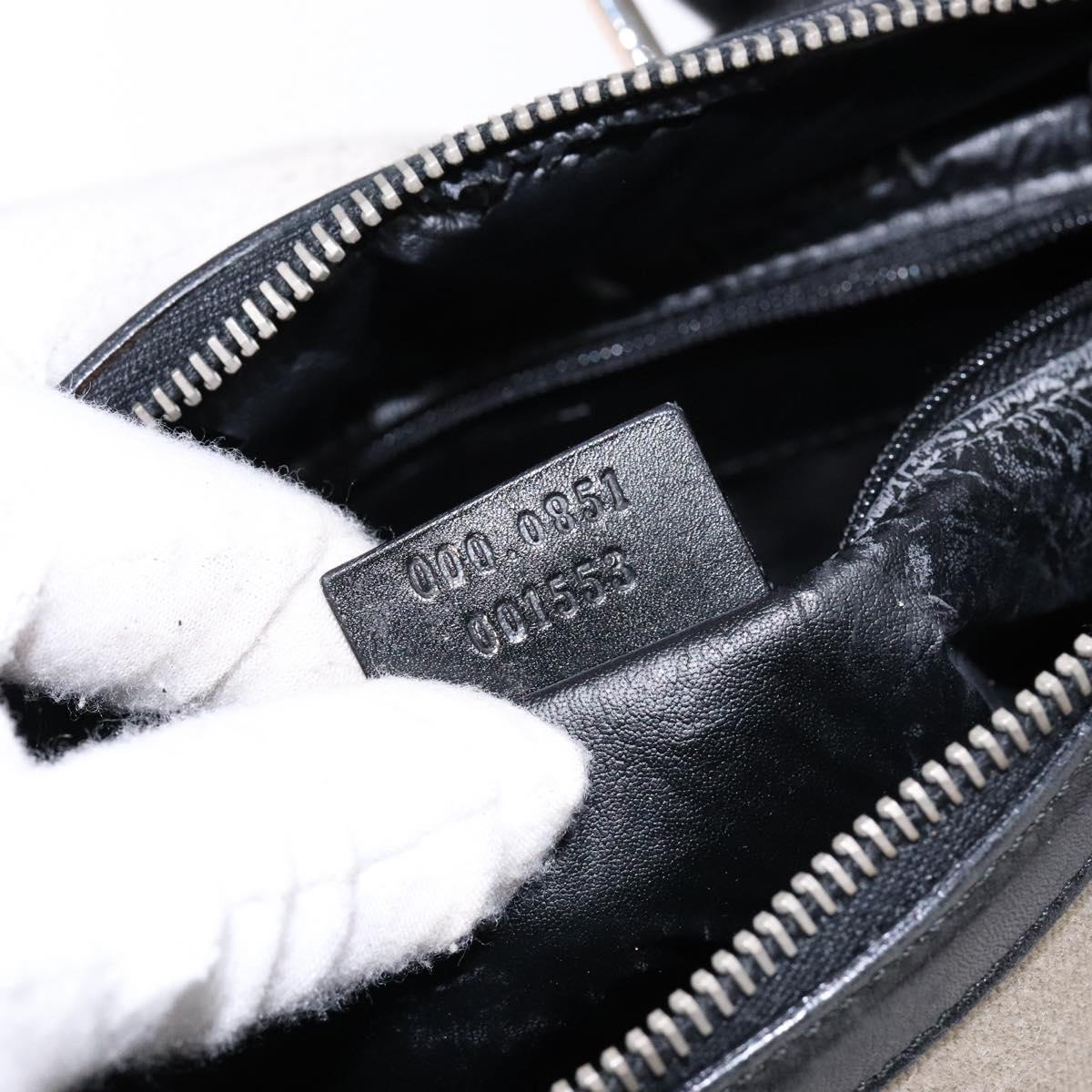 GUCCI GG Canvas Hand Bag Black Silver 000 0851 Auth BA5241