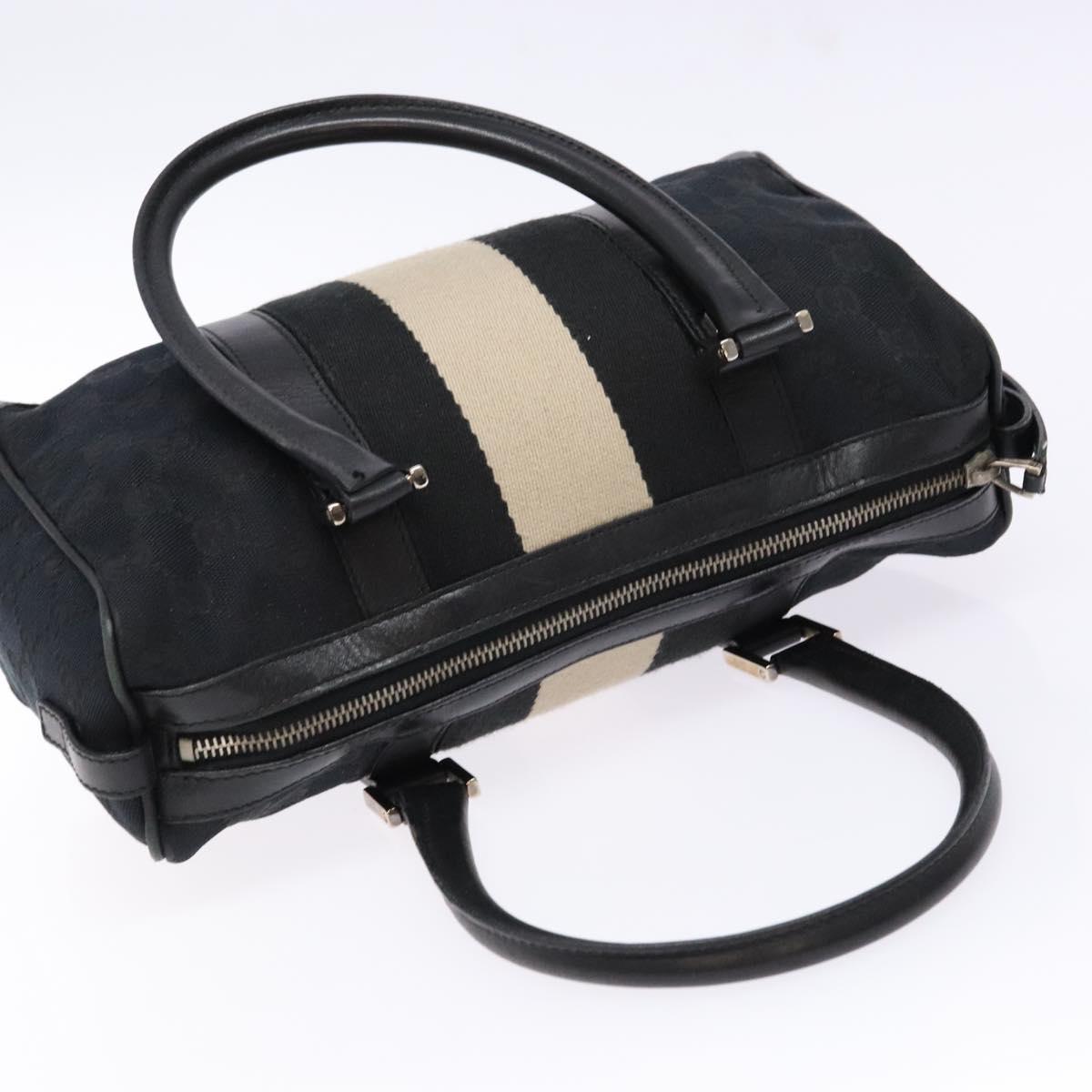GUCCI GG Canvas Hand Bag Black Silver 000 0851 Auth BA5241