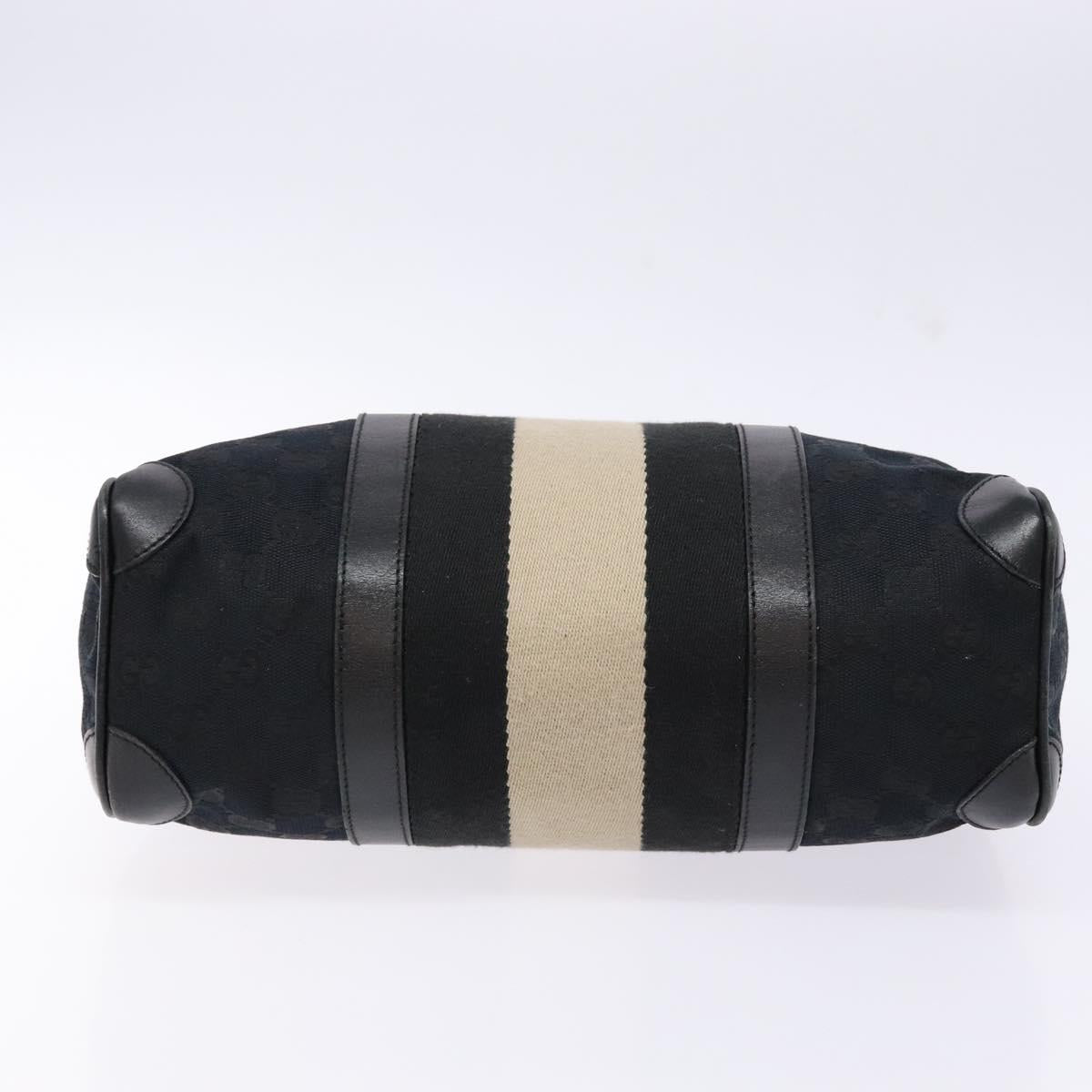 GUCCI GG Canvas Hand Bag Black Silver 000 0851 Auth BA5241