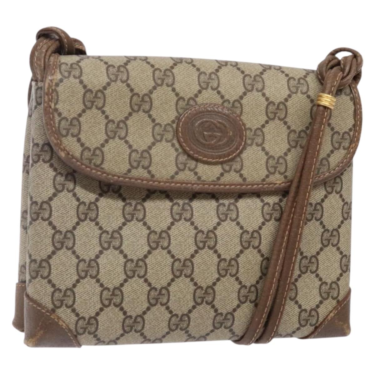 GUCCI GG Supreme Shoulder Bag PVC Beige Gold 007 105 0072 Auth BA5243
