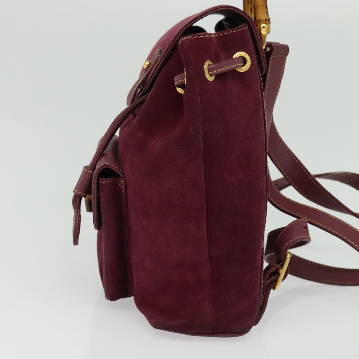 GUCCI Bamboo Backpack Suede Purple Gold 003 2058 0030 Auth BA5244