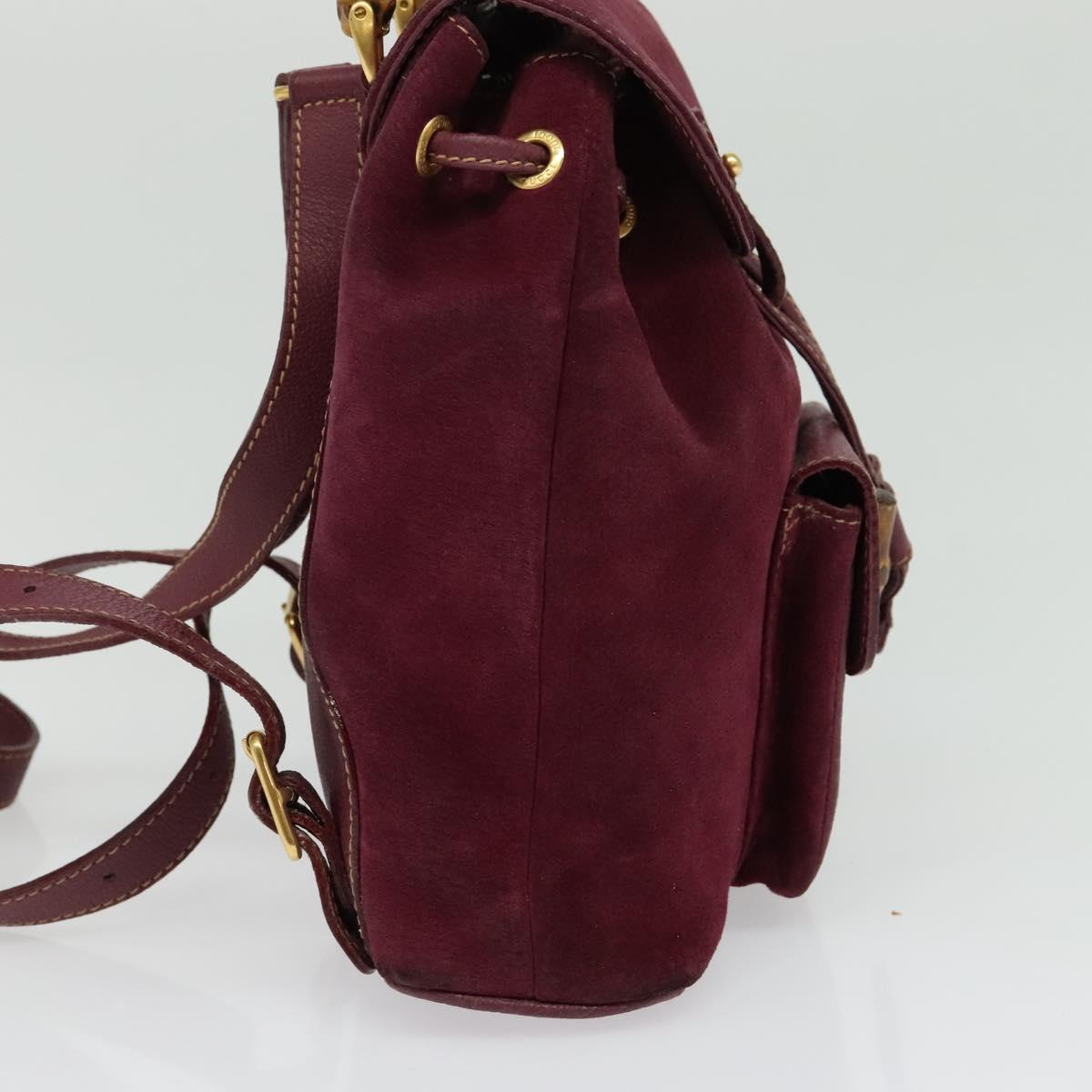 GUCCI Bamboo Backpack Suede Purple Gold 003 2058 0030 Auth BA5244