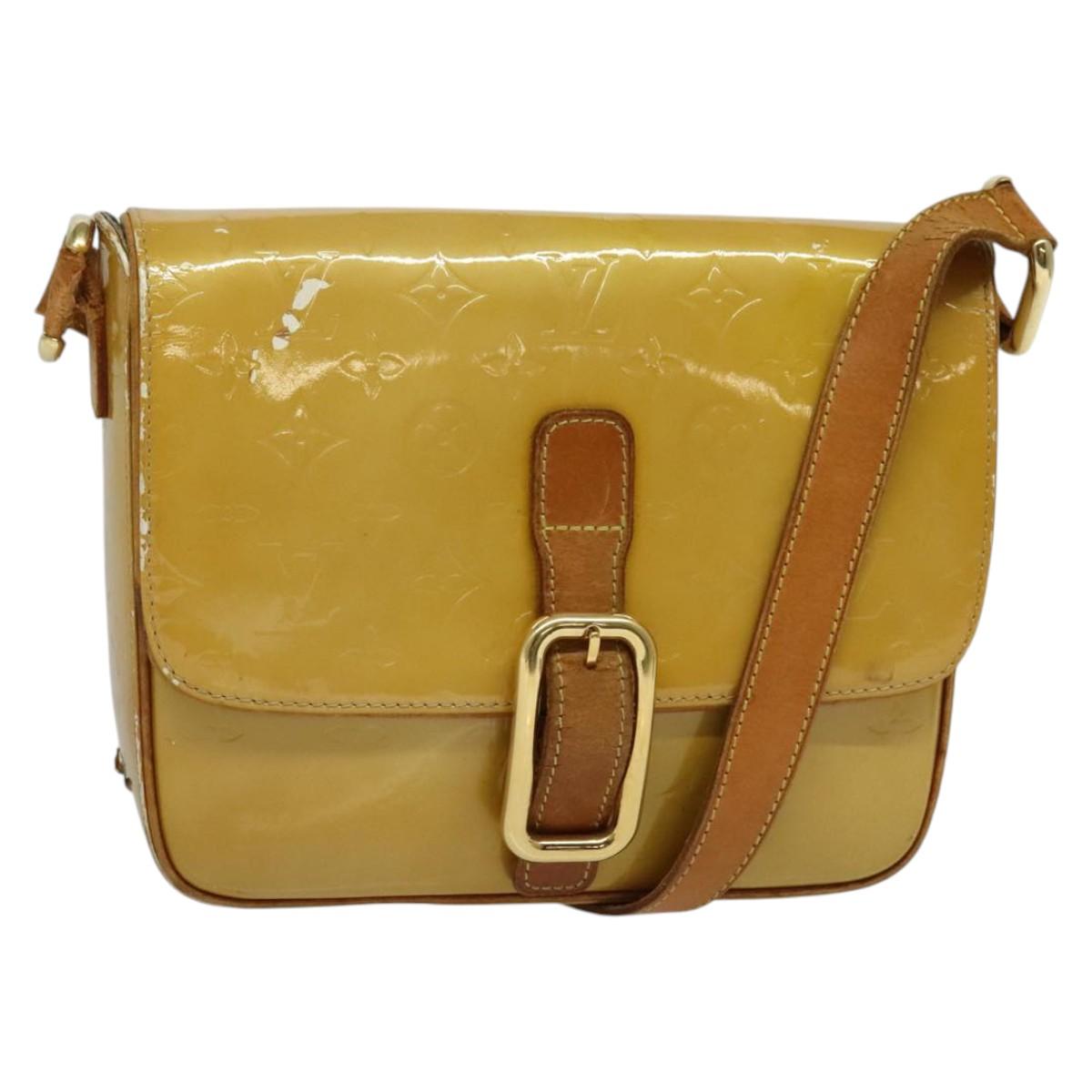 LOUIS VUITTON Monogram Vernis Christie GM Shoulder Bag Beige M91147 Auth BA5252