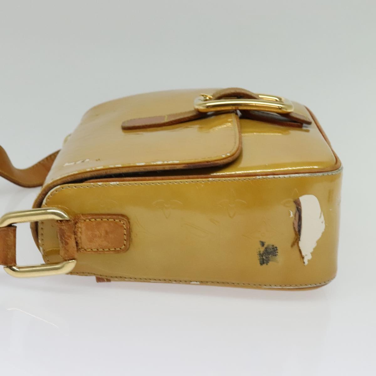 LOUIS VUITTON Monogram Vernis Christie GM Shoulder Bag Beige M91147 Auth BA5252