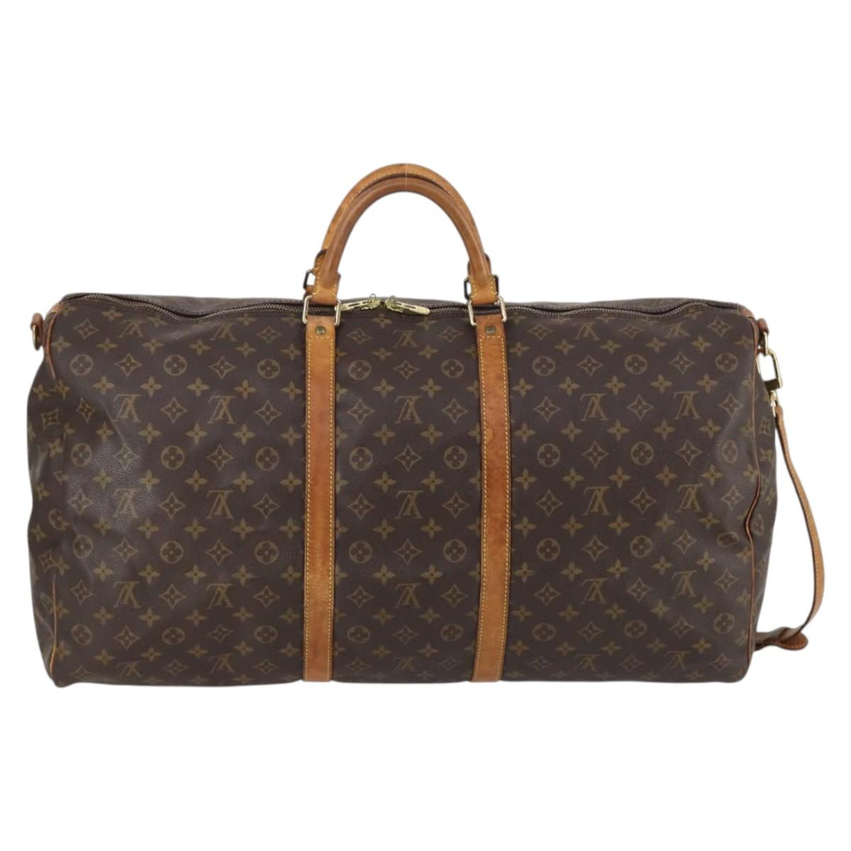LOUIS VUITTON Monogram Keepall Bandouliere 60 Boston Bag M41412 LV Auth BA5254