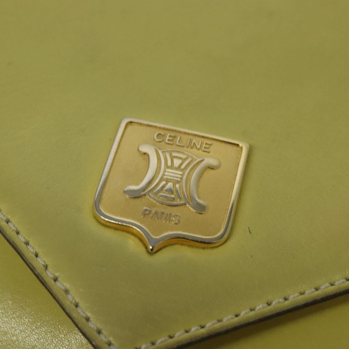 CELINE Shoulder Bag Leather Yellow Gold Auth BA5256