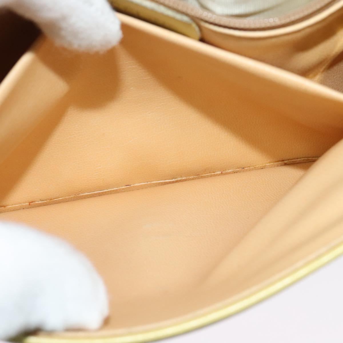 CELINE Shoulder Bag Leather Yellow Gold Auth BA5256