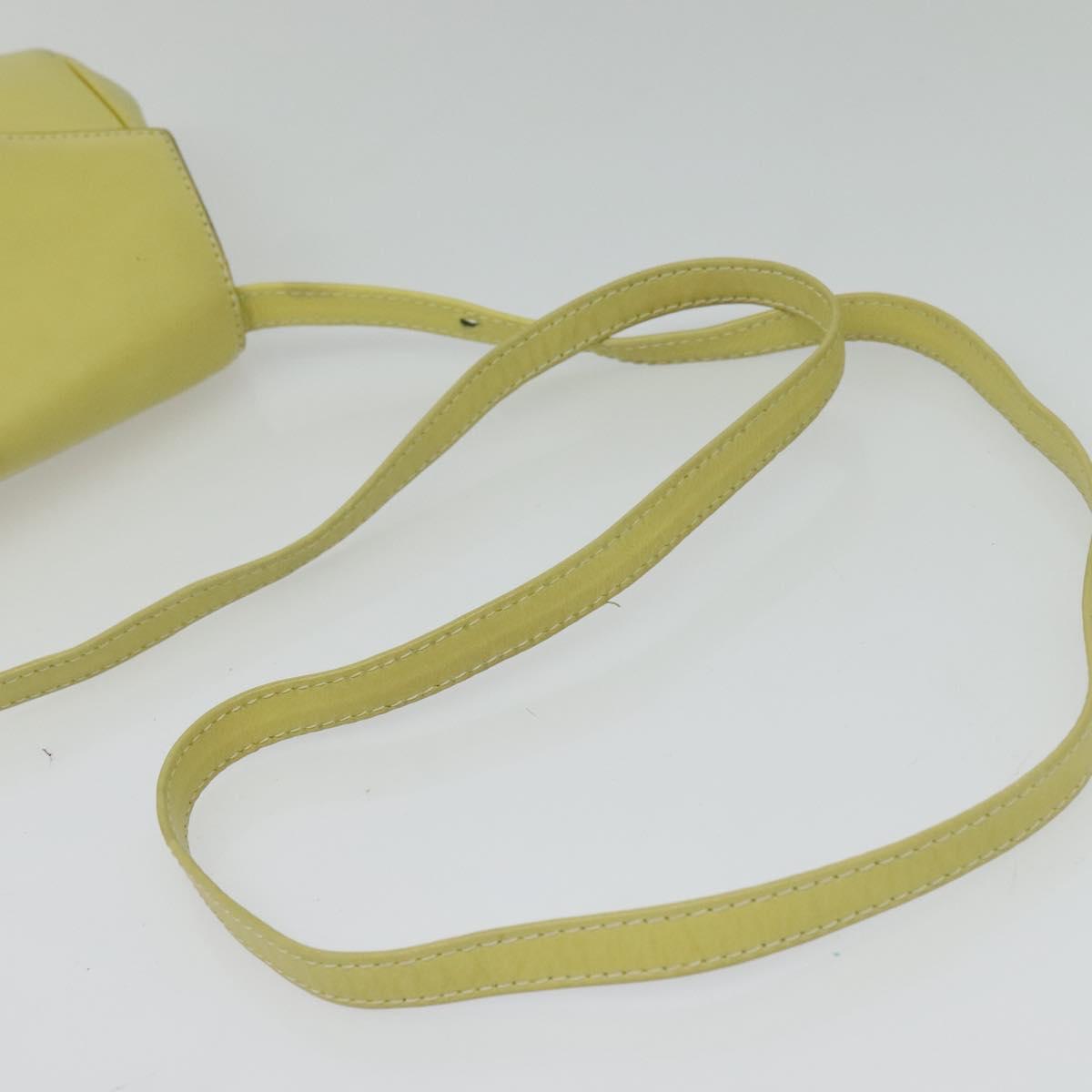 CELINE Shoulder Bag Leather Yellow Gold Auth BA5256