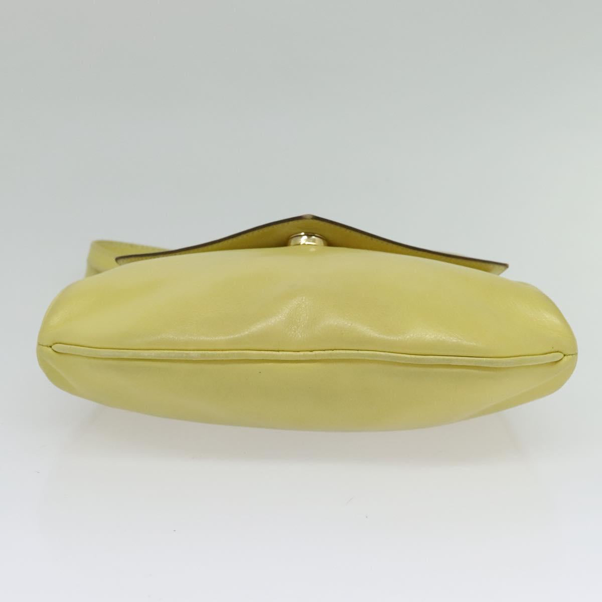 CELINE Shoulder Bag Leather Yellow Gold Auth BA5256