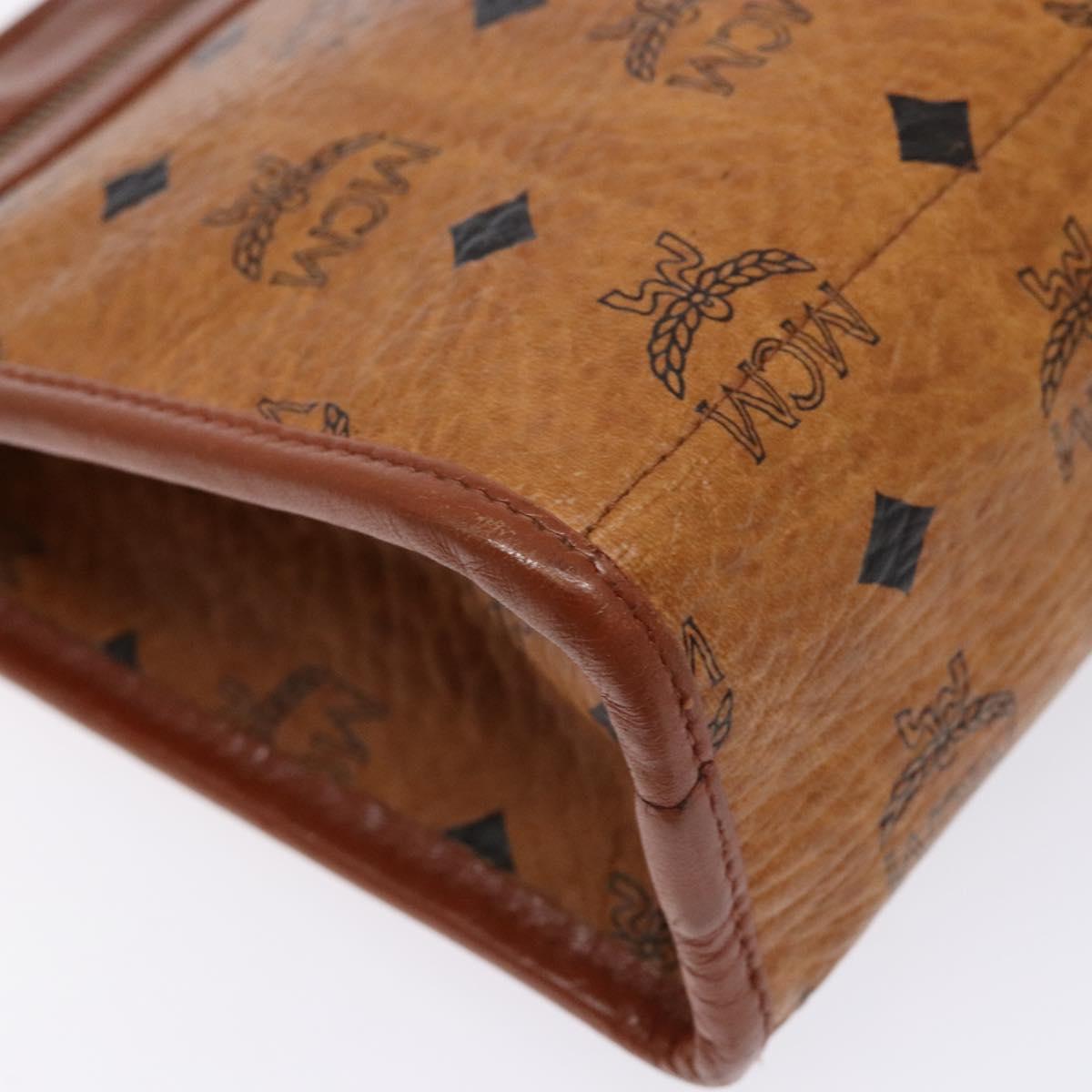 MCM Logogram Vicetos Clutch Bag PVC Leather Brown Gold Auth BA5257