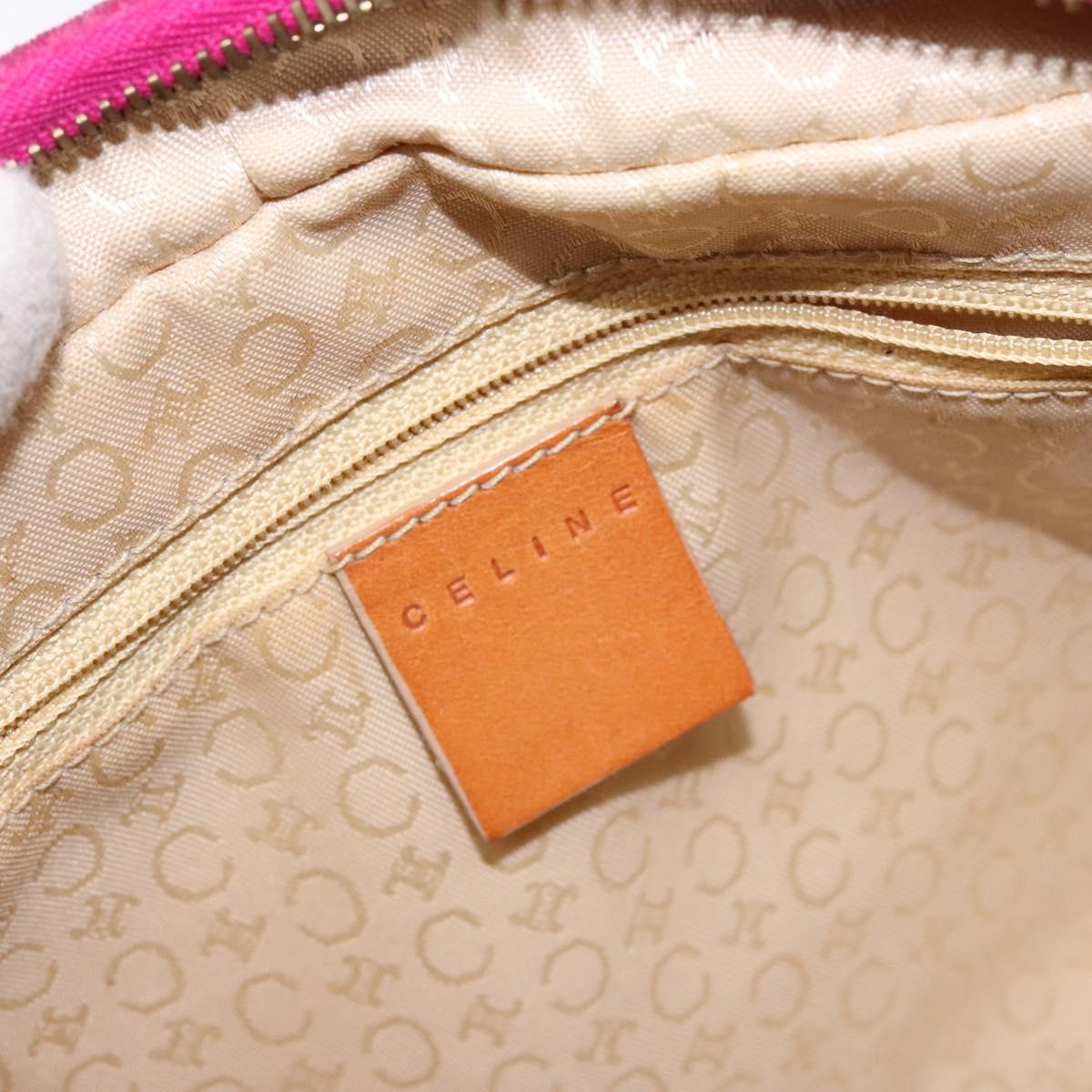 CELINE C Macadam Canvas Hand Bag Suede Leather Purple Gold Auth BA5262