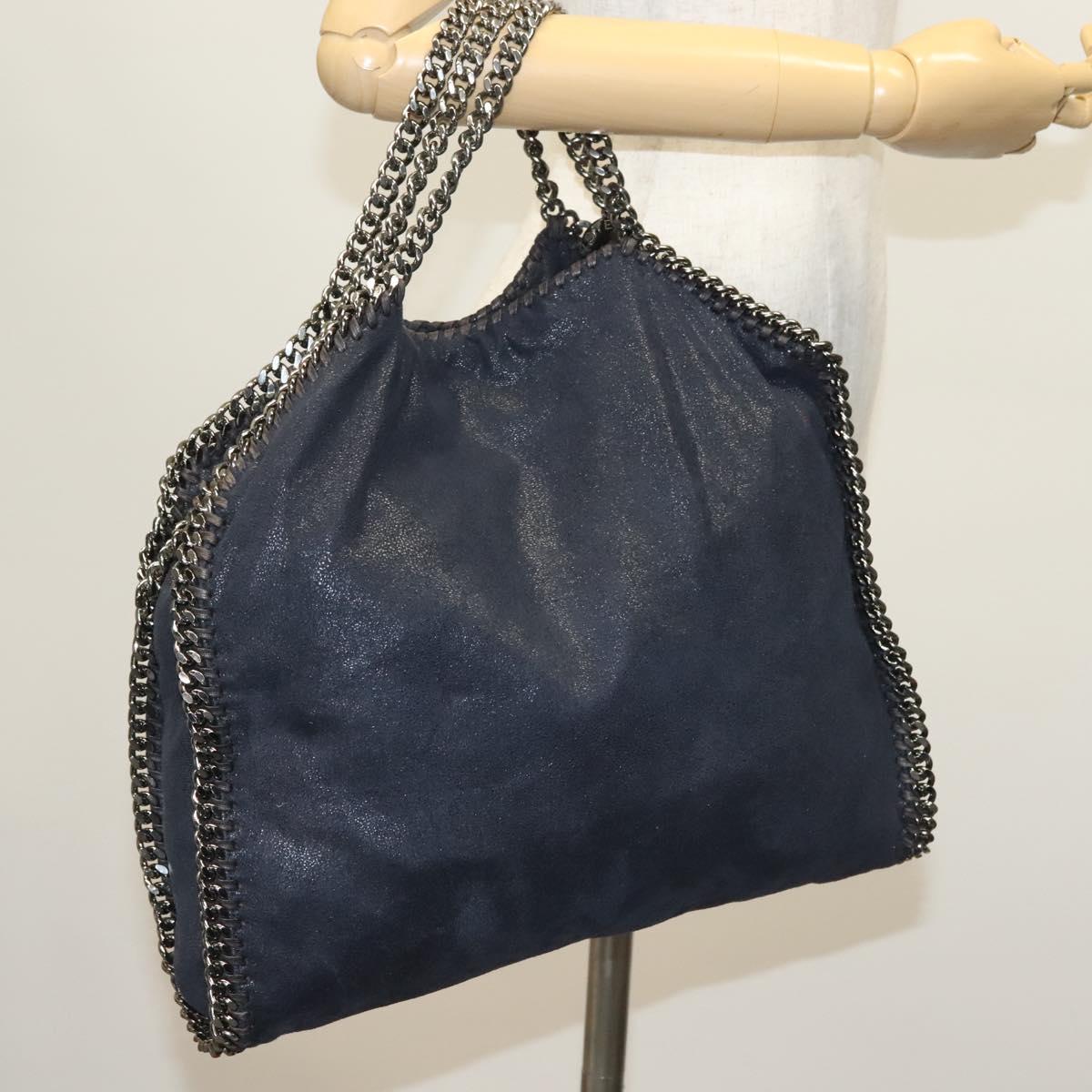 Stella MacCartney Falabella Chain Hand Bag Suede 2way Navy 234387 Auth BA5264