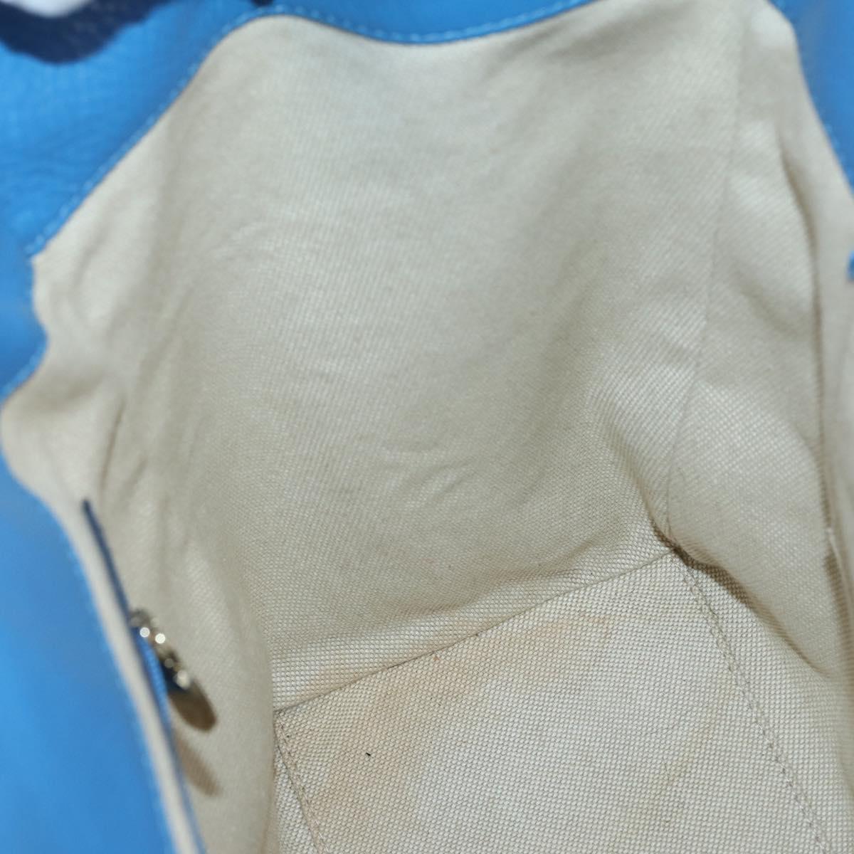 MCM Tote Bag Leather Blue Silver Auth BA5267