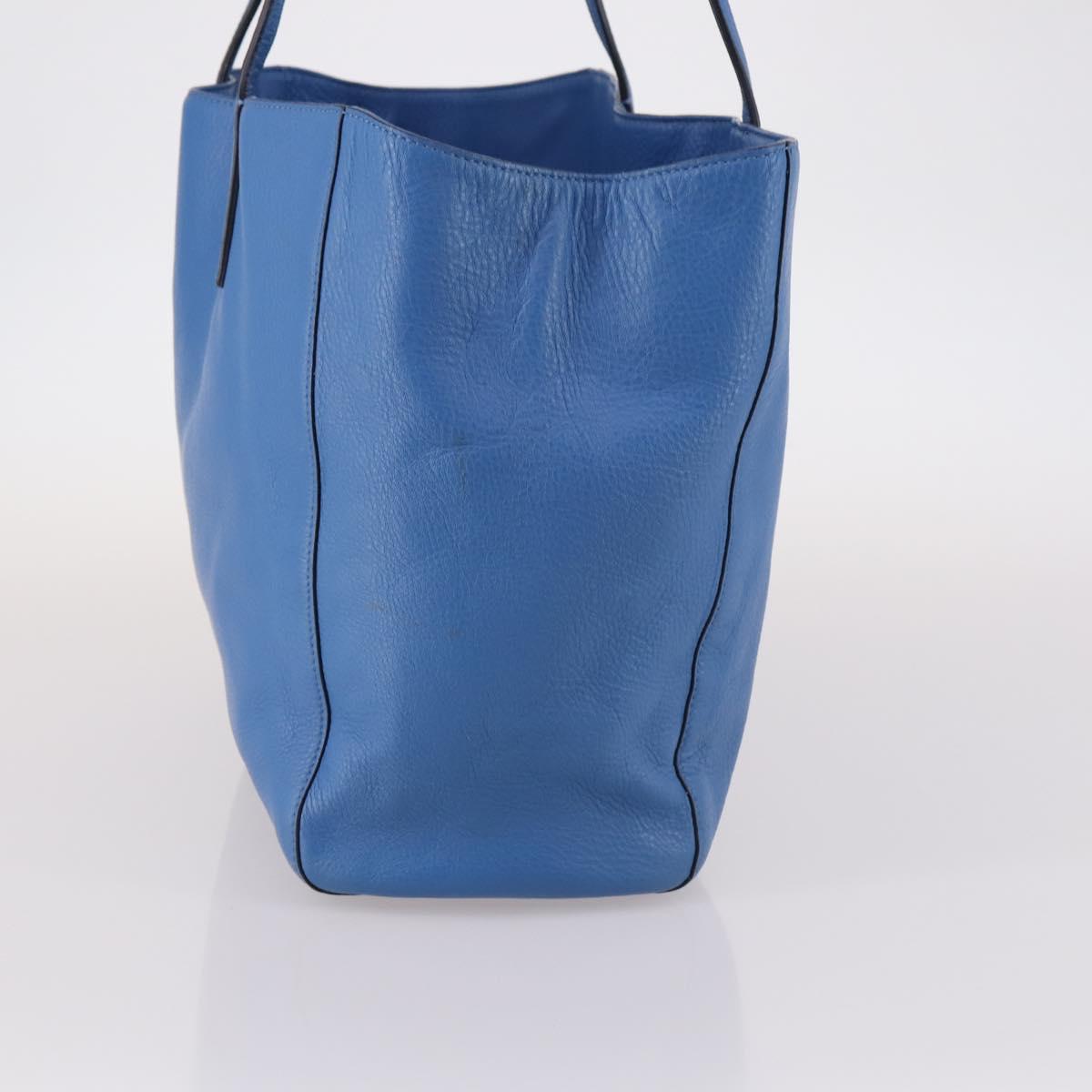 MCM Tote Bag Leather Blue Silver Auth BA5267
