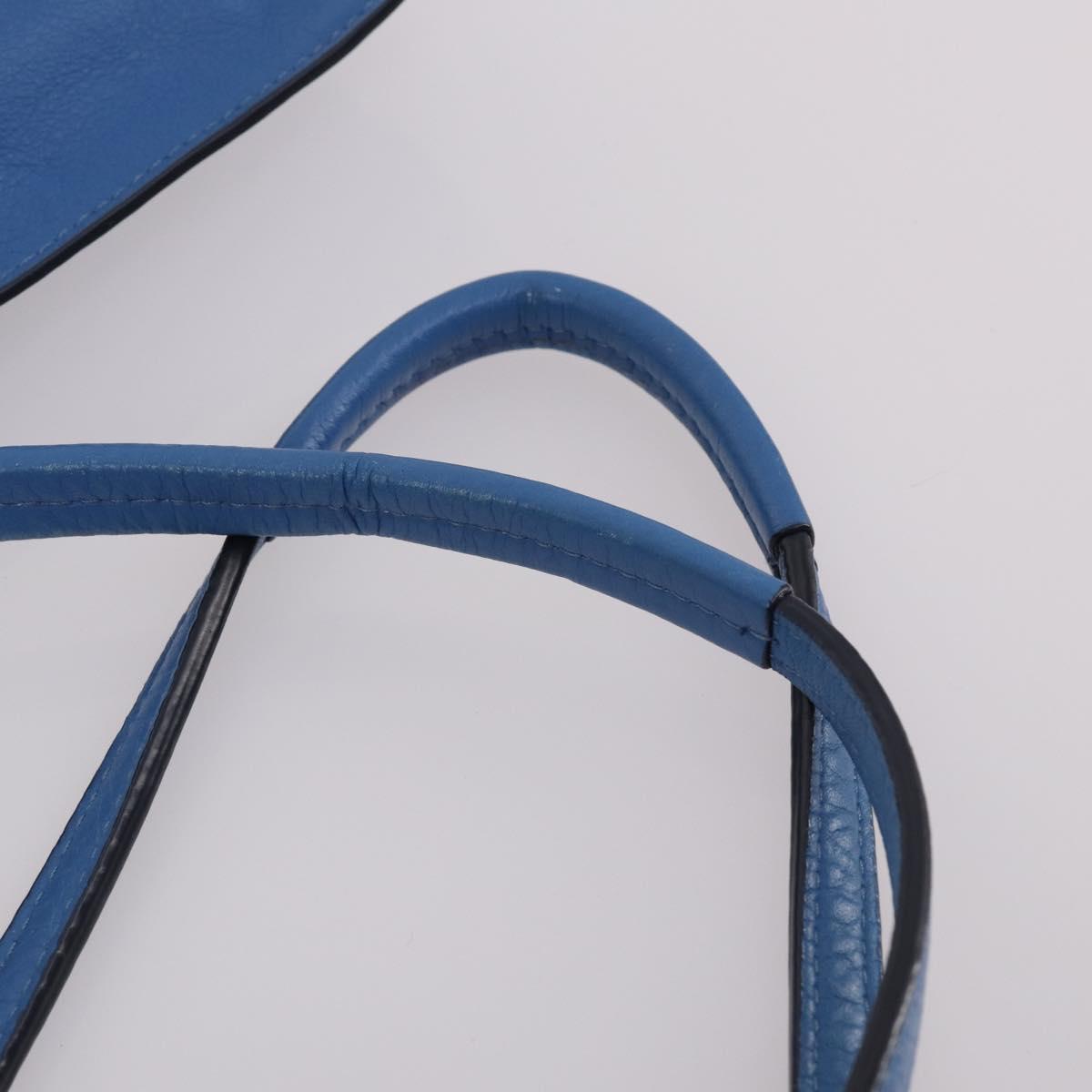 MCM Tote Bag Leather Blue Silver Auth BA5267