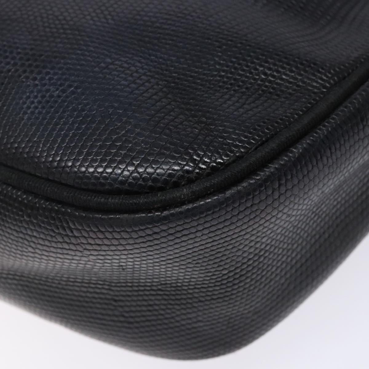 Salvatore Ferragamo Vala Shoulder Bag Leather Embossed Black Gold Auth BA5268