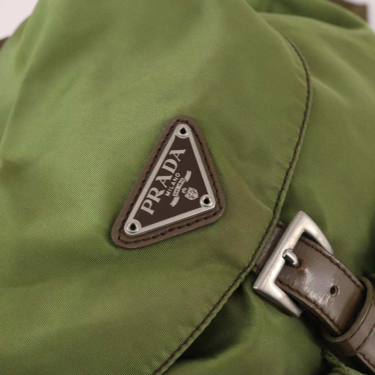 PRADA Backpack Nylon Green Silver Auth BA5271
