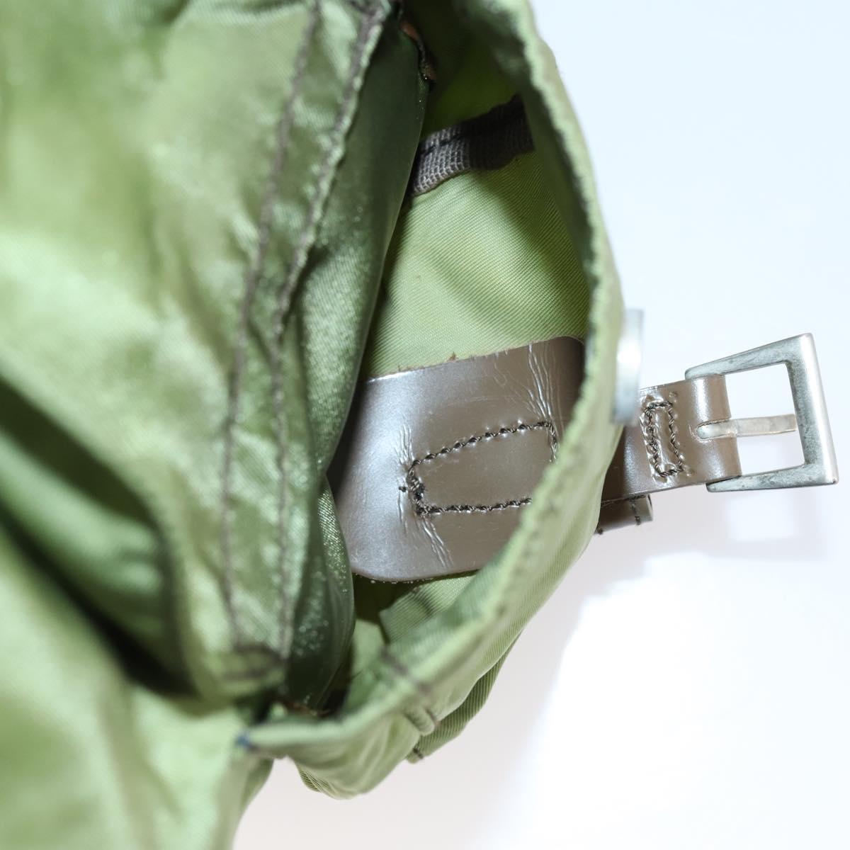 PRADA Backpack Nylon Green Silver Auth BA5271