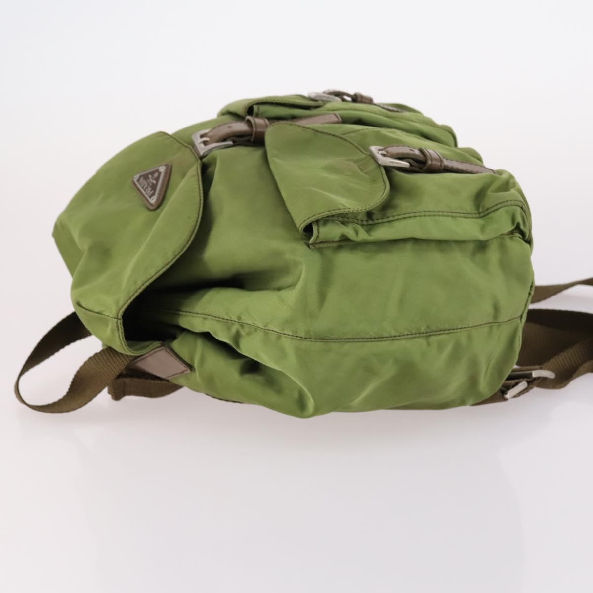 PRADA Backpack Nylon Green Silver Auth BA5271