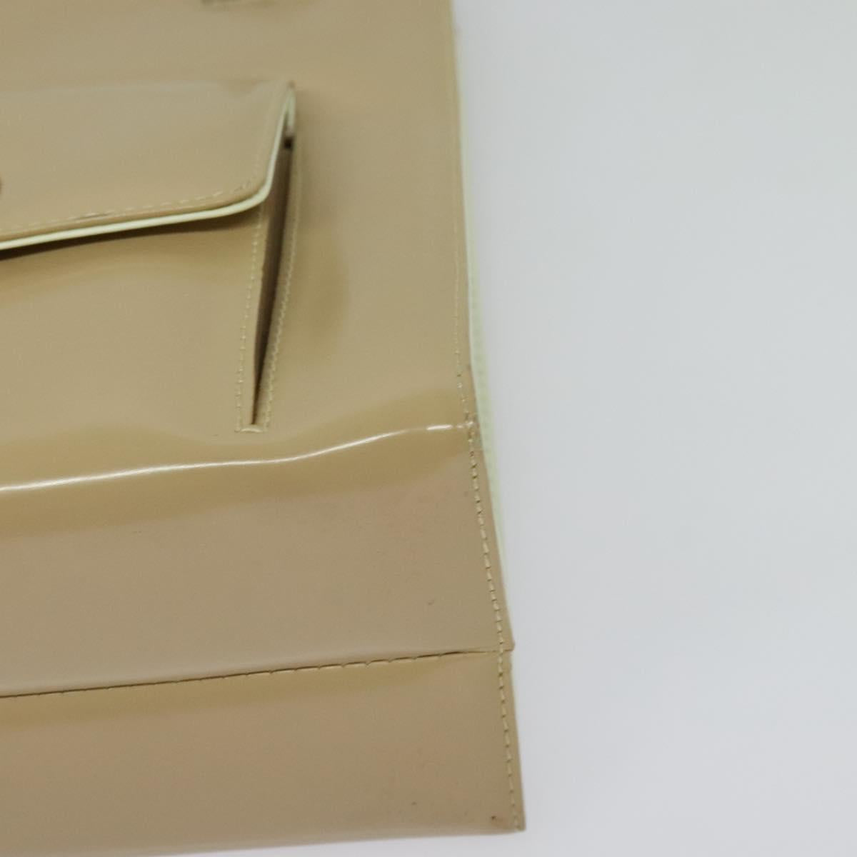 Salvatore Ferragamo Gancini Hand Bag Patent leather 2way Beige Gold Auth BA5280