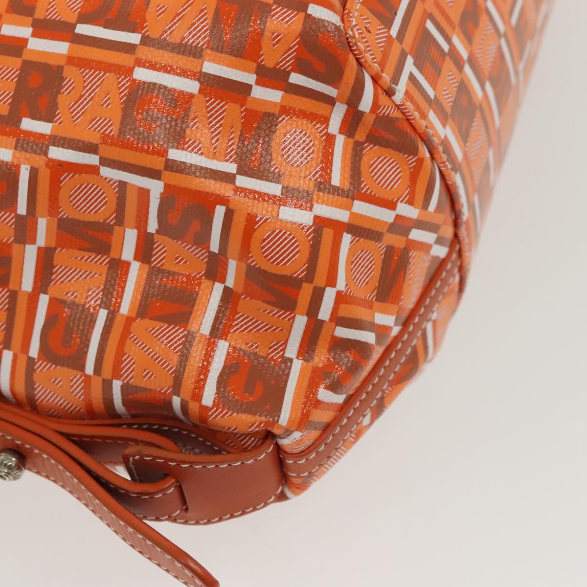 Salvatore Ferragamo Hand Bag PVC Orange Silver Auth BA5281