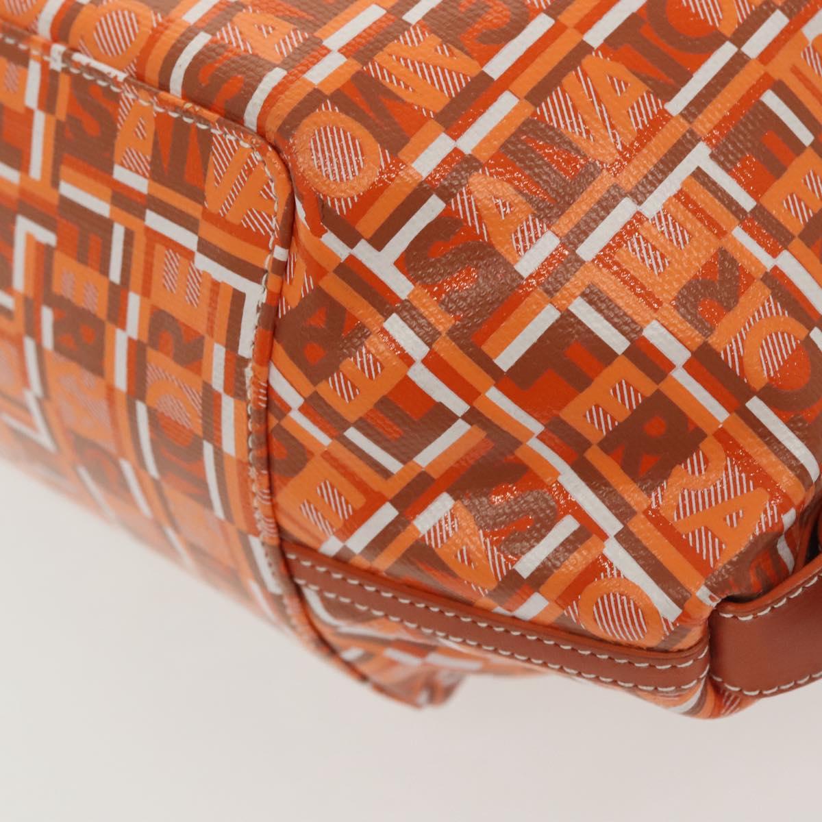 Salvatore Ferragamo Hand Bag PVC Orange Silver Auth BA5281