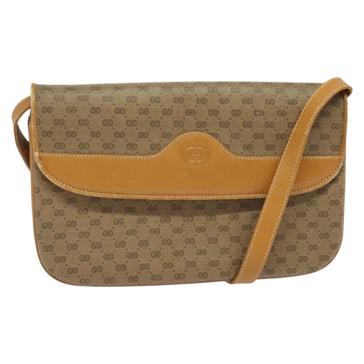 GUCCI Micro GG Supreme Shoulder Bag PVC Beige Gold 004 106 0024 Auth BA5286