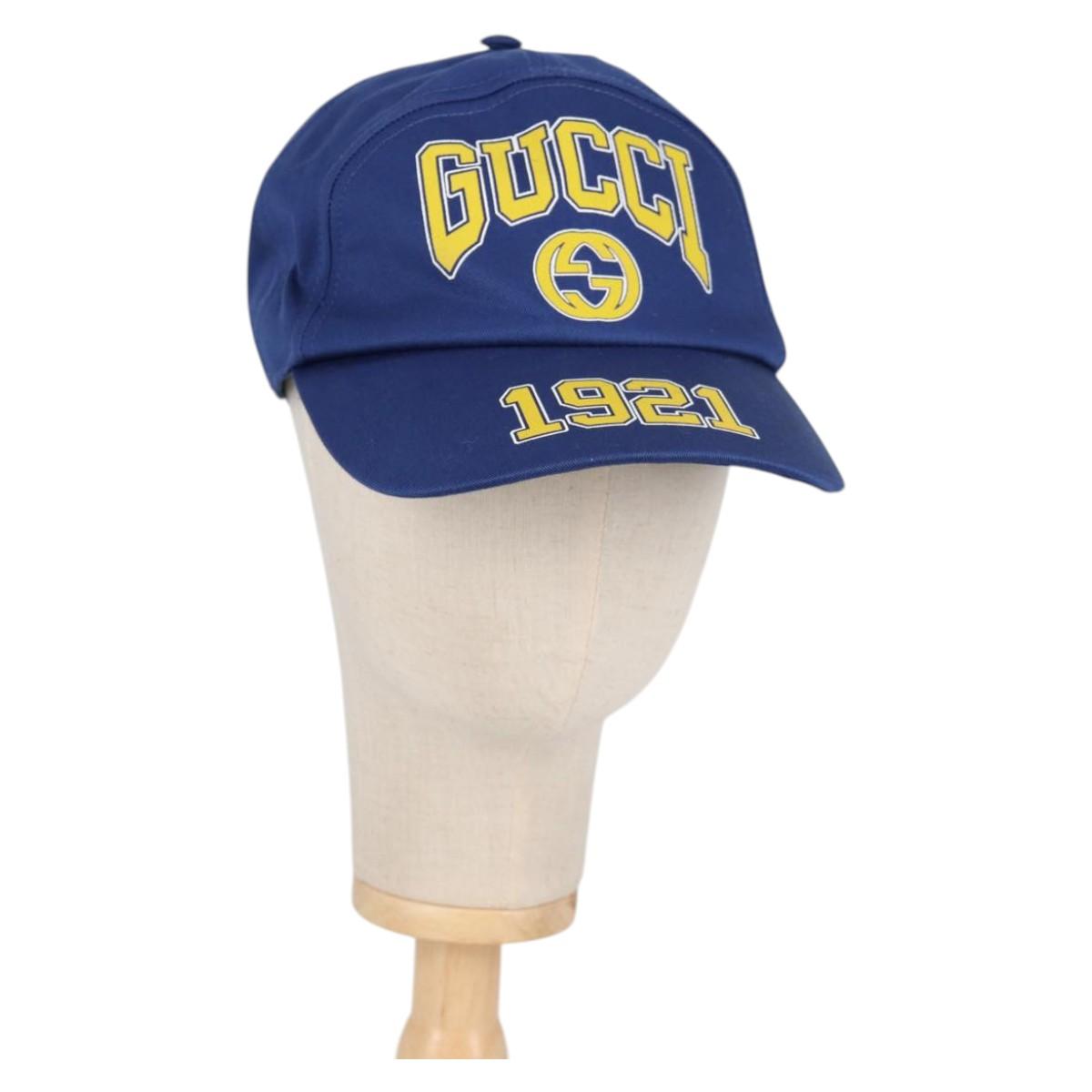 GUCCI Baseball Cap Cotton M Blue 773135 Auth BA5288M