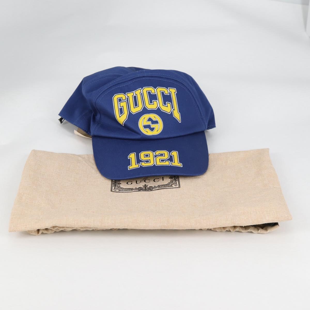 GUCCI Baseball Cap Cotton M Blue 773135 Auth BA5288M
