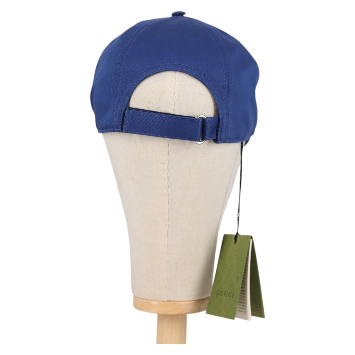 GUCCI Baseball Cap Cotton M Blue 773135 Auth BA5288M
