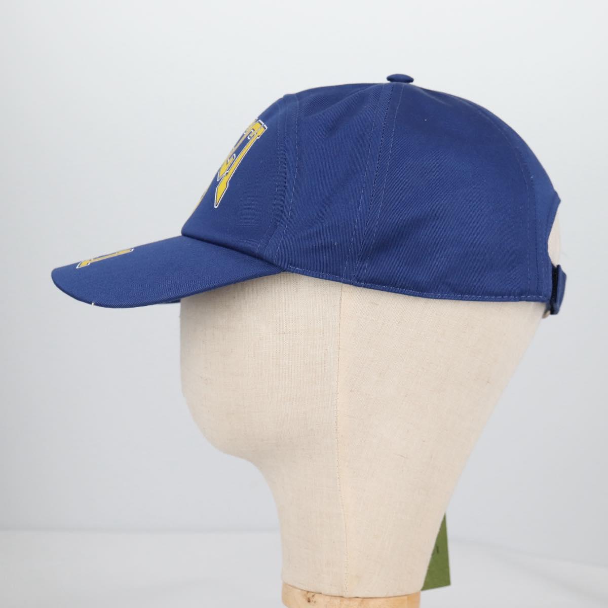 GUCCI Baseball Cap Cotton M Blue 773135 Auth BA5288M