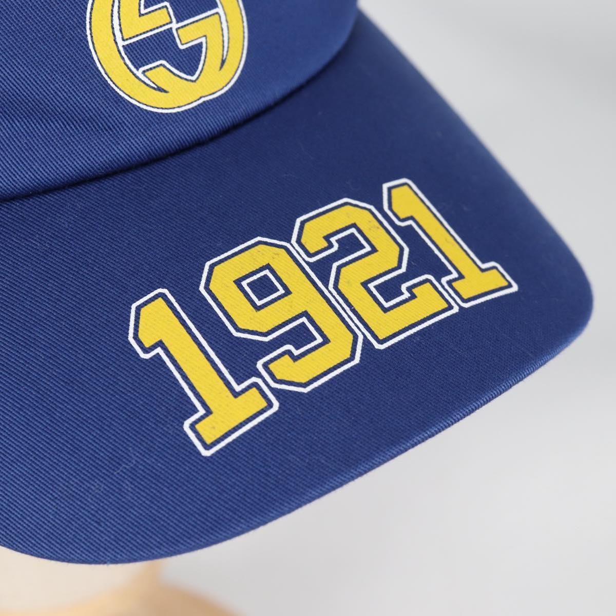 GUCCI Baseball Cap Cotton M Blue 773135 Auth BA5288M