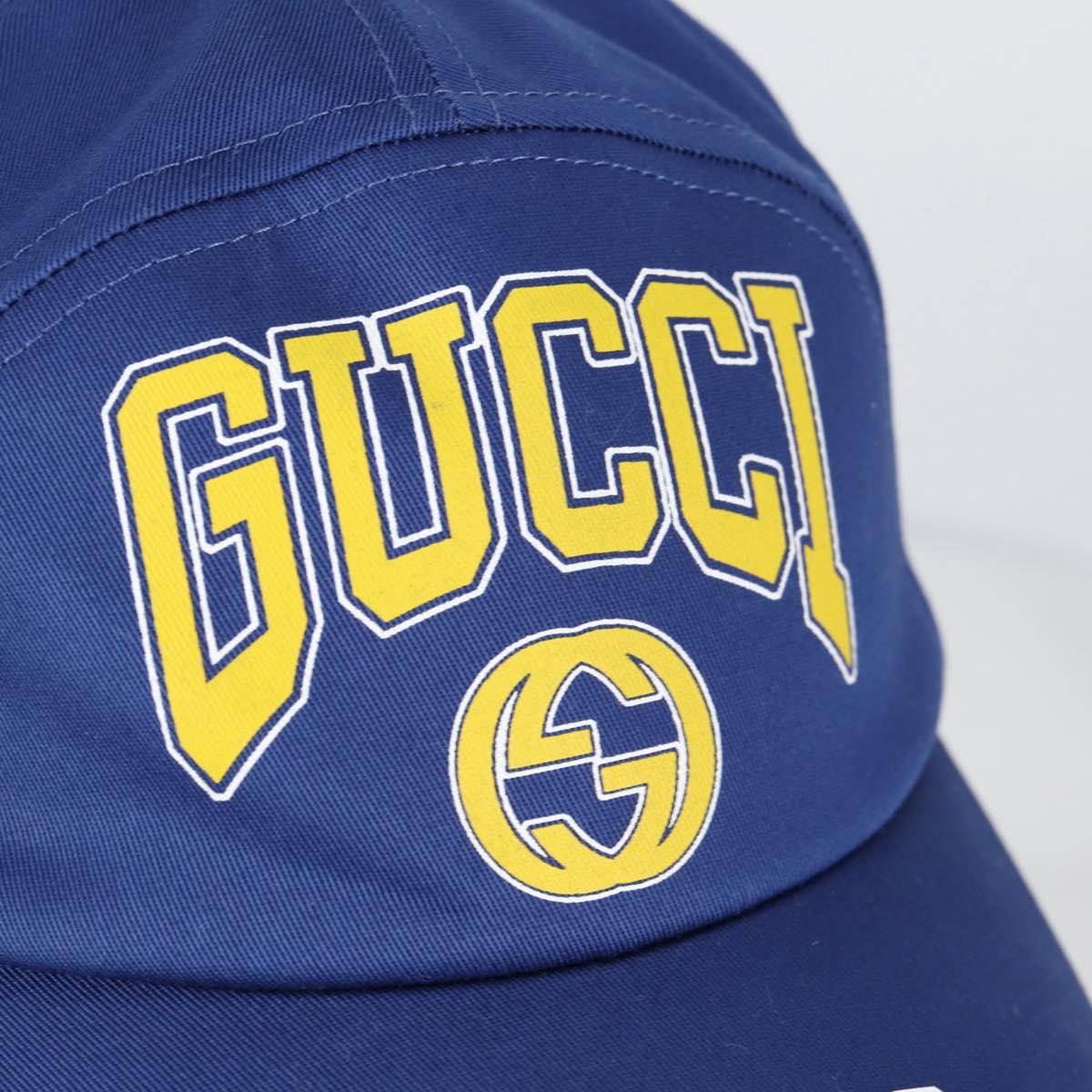 GUCCI Baseball Cap Cotton M Blue 773135 Auth BA5288M