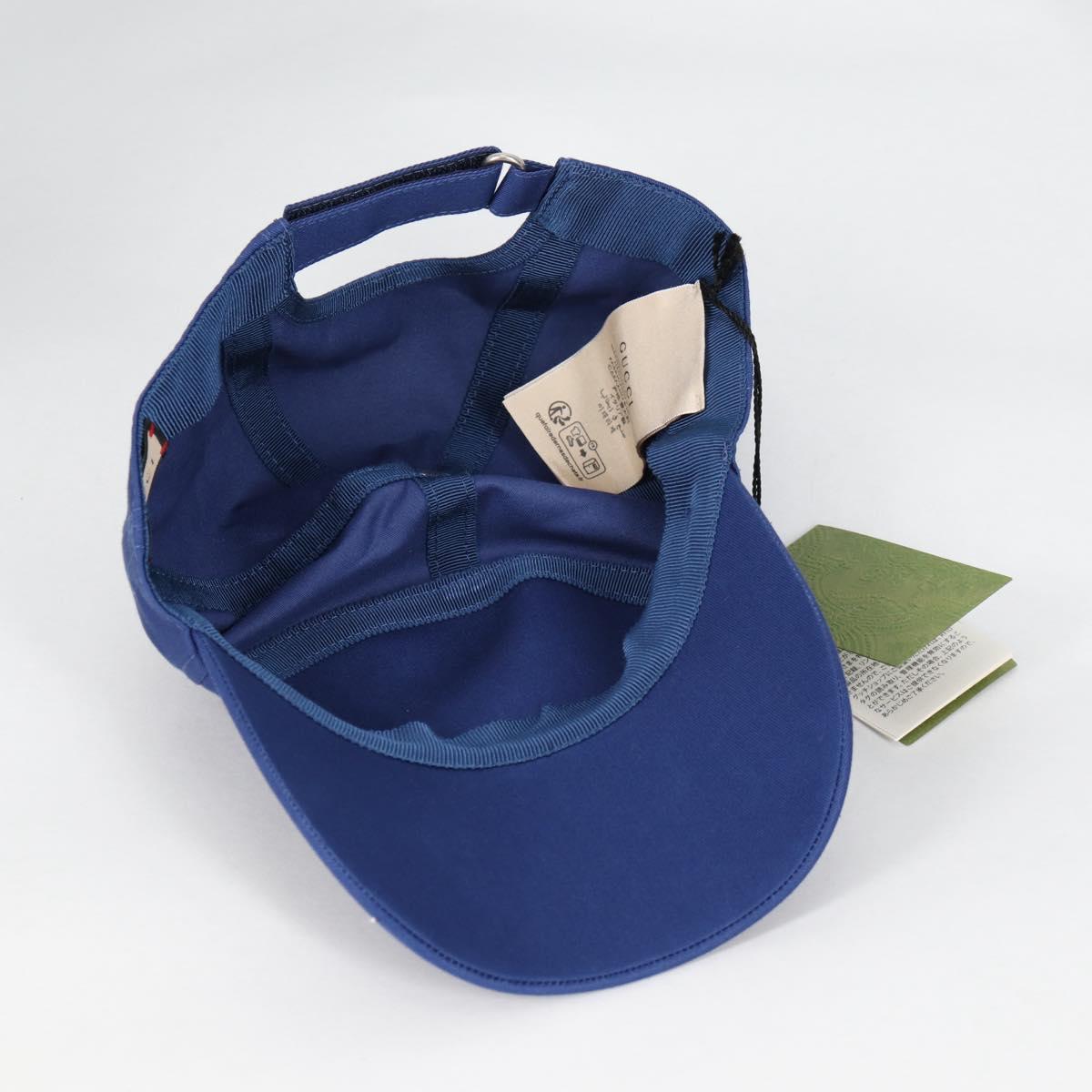 GUCCI Baseball Cap Cotton M Blue 773135 Auth BA5288M