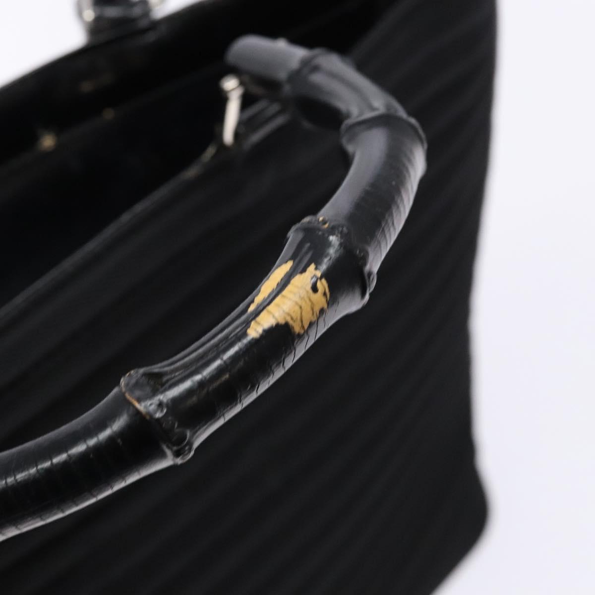 GUCCI Bamboo Hand Bag Canvas Black Silver 000 1998 0588 Auth BA5289