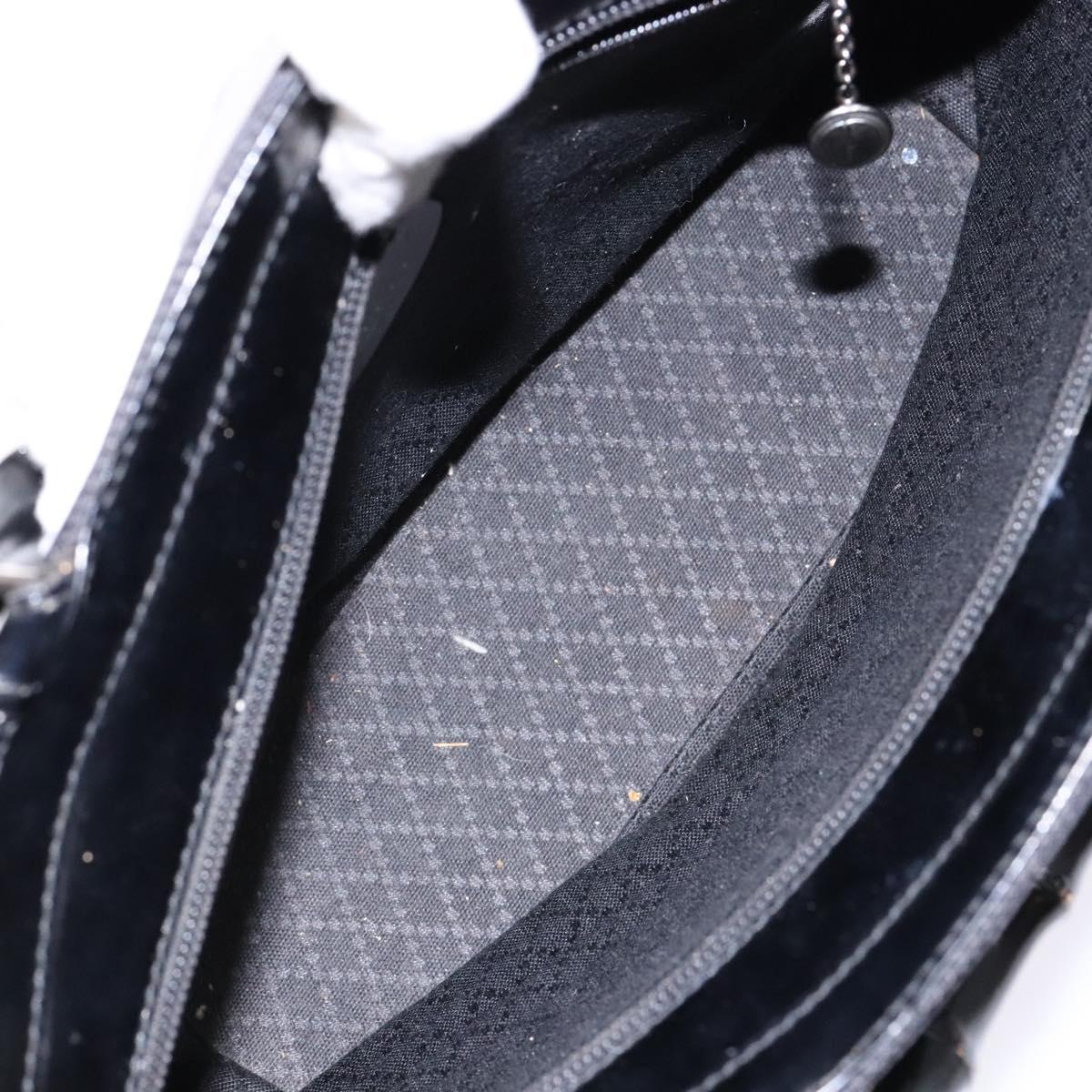 GUCCI Bamboo Hand Bag Canvas Black Silver 000 1998 0588 Auth BA5289